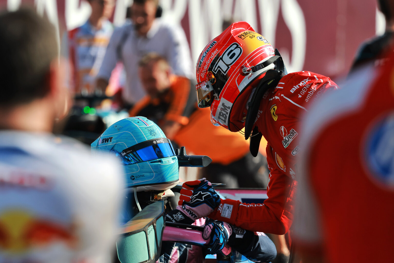 GP ITALIA, (L to R): Pierre Gasly (FRA) Alpine F1 Team A526 celebrates his pole position in qualifying parc ferme with Charles Leclerc (MON) Ferrari.
05.09.2026. Formula 1 World Championship, Rd 13, Italian Grand Prix, Monza, Italy, Qualifiche Day.
- www.xpbimages.com, EMail: requests@xpbimages.com © Copyright: Charniaux / XPB Images