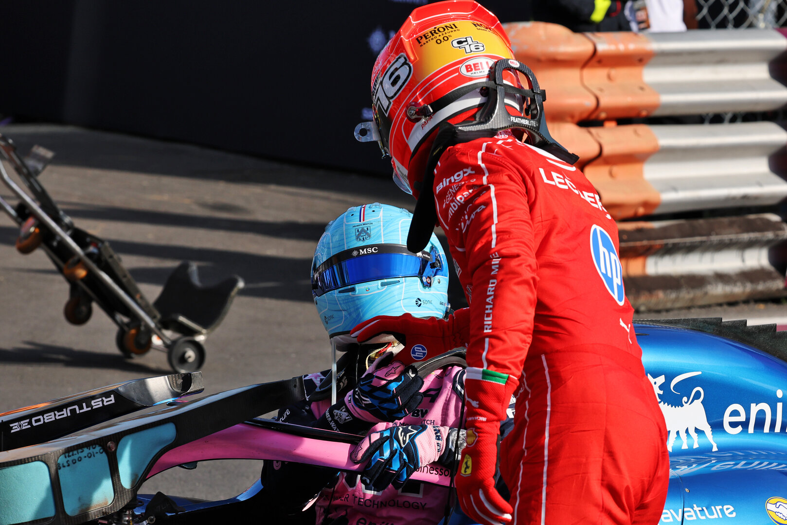 GP ITALIA, Pierre Gasly (FRA) Alpine F1 Team A526 celebrates his pole position in qualifying parc ferme with Charles Leclerc (MON) Ferrari.
05.09.2026. Formula 1 World Championship, Rd 13, Italian Grand Prix, Monza, Italy, Qualifiche Day.
- www.xpbimages.com, EMail: requests@xpbimages.com © Copyright: Batchelor / XPB Images