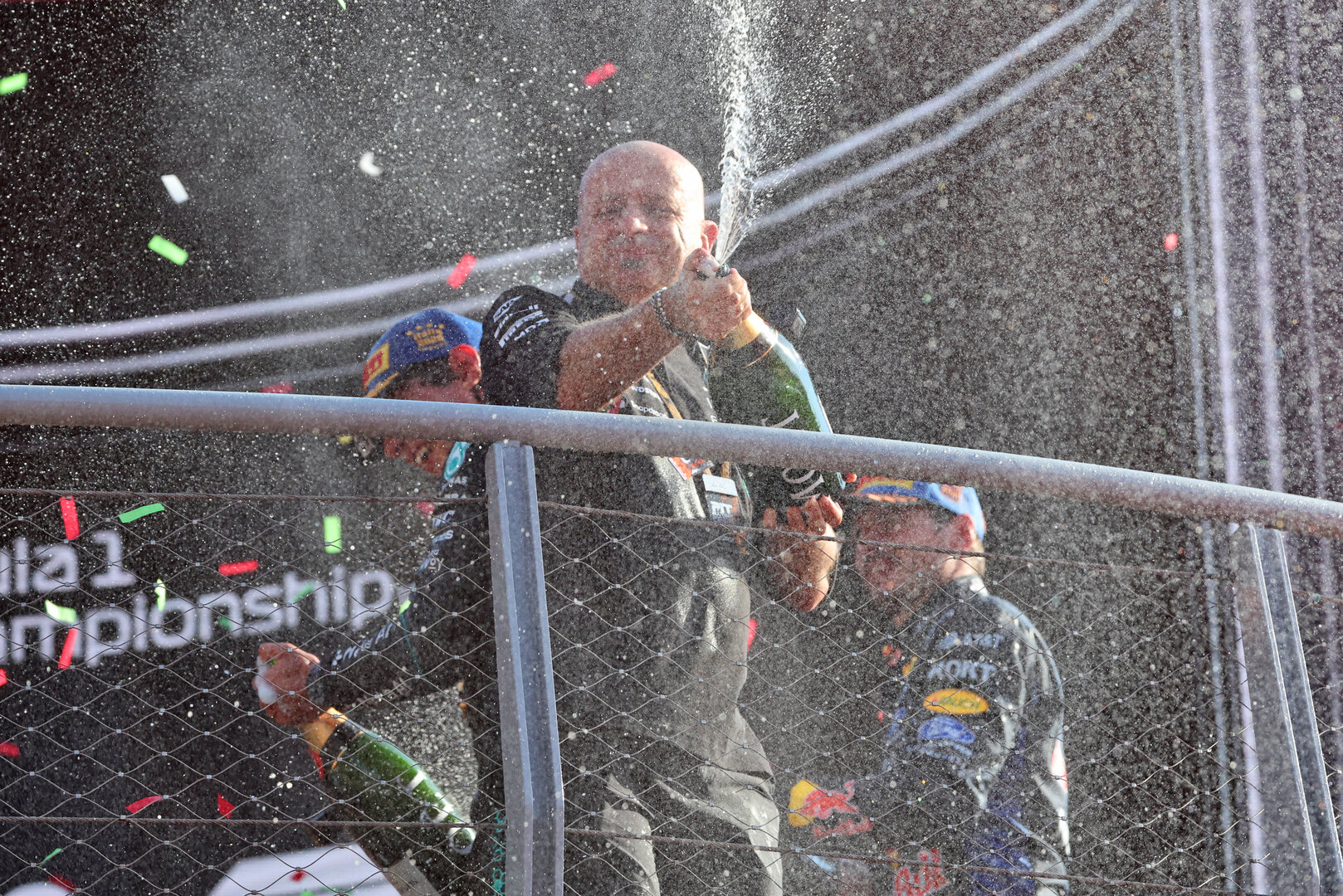 GP ITALIA, Simone Resta (ITA) Mercedes AMG Formula One Team Strategic Development Director celebrates on the podium.
06.09.2026. Formula 1 World Championship, Rd 13, Italian Grand Prix, Monza, Italy, Gara Day.
 - www.xpbimages.com, EMail: requests@xpbimages.com © Copyright:  Rew / XPB Images