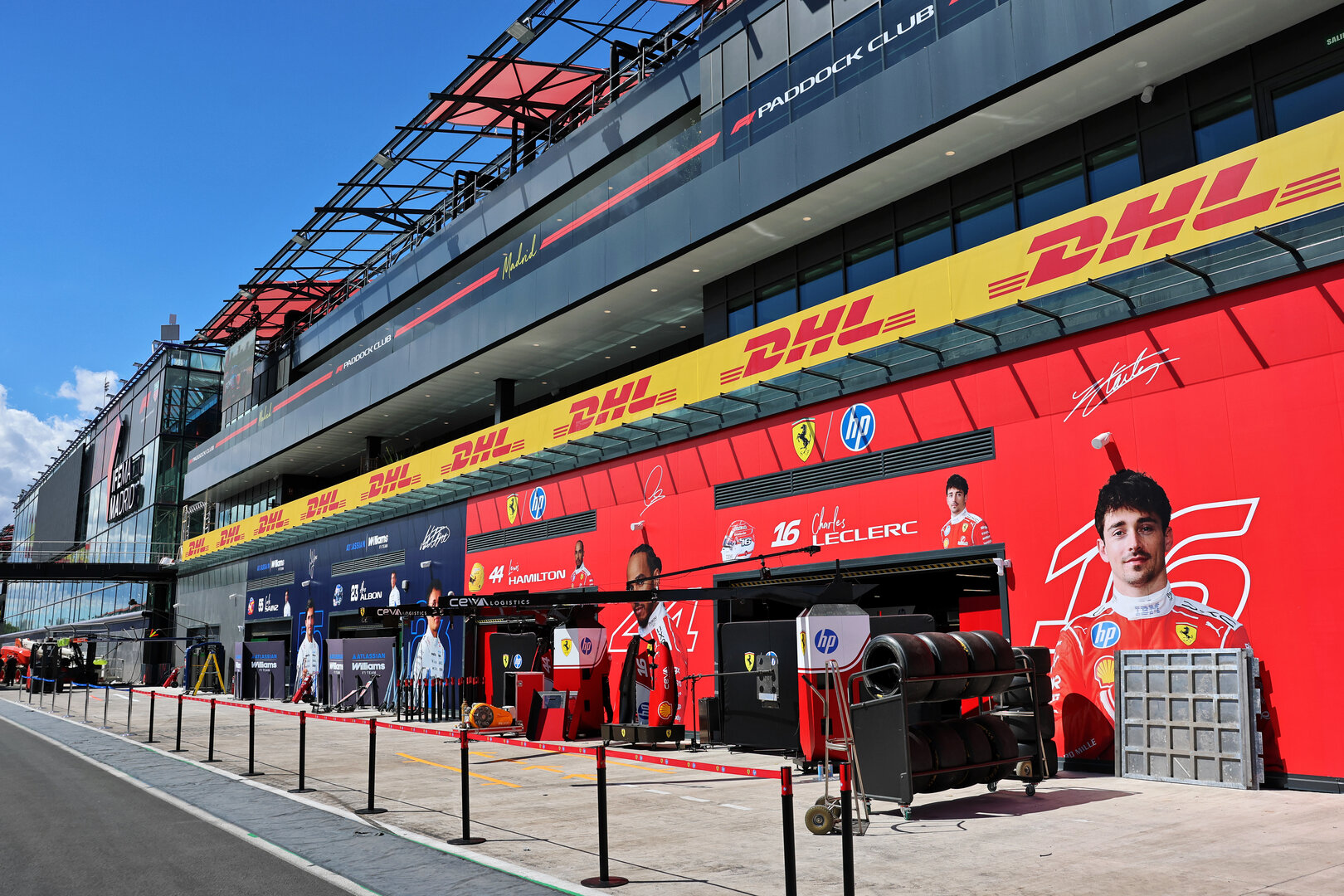 GP ITALIA, Circuit Atmosfera - Ferrari pit garages.
09.09.2026. Formula 1 World Championship, Rd 14, Spanish Grand Prix, Madrid, Spain, Preparation Day.
- www.xpbimages.com, EMail: requests@xpbimages.com © Copyright: Charniaux / XPB Images