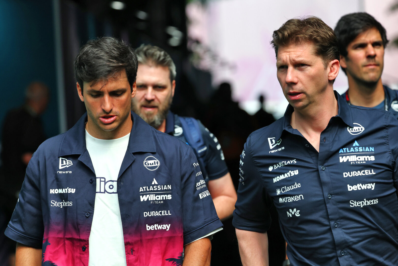 GP MIAMI, (L to R): Carlos Sainz (ESP) Williams F1 Team with James Vowles (GBR) Williams F1 Team, Team Principal.
30.04.2026. Formula 1 World Championship, Rd 4, Miami Grand Prix, Miami, Florida, USA, Preparation Day.
- www.xpbimages.com, EMail: requests@xpbimages.com © Copyright: Bearne / XPB Images