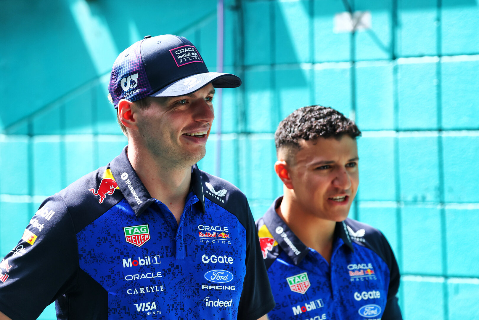 GP MIAMI, (L to R): Max Verstappen (NLD) Red Bull Racing with team mate Isack Hadjar (FRA) Red Bull Racing.
30.04.2026. Formula 1 World Championship, Rd 4, Miami Grand Prix, Miami, Florida, USA, Preparation Day.
- www.xpbimages.com, EMail: requests@xpbimages.com © Copyright: Bearne / XPB Images