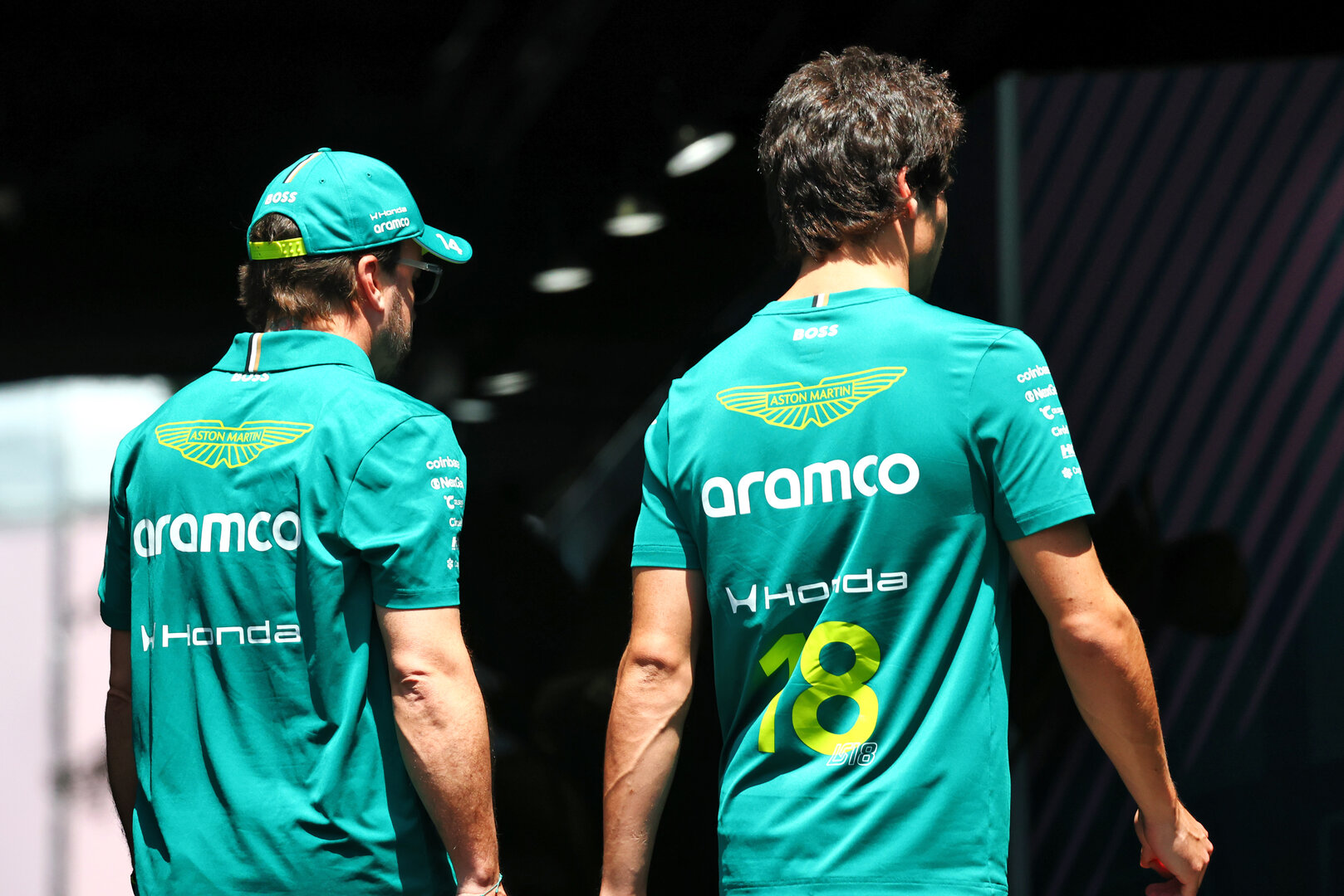 GP MIAMI, (L to R): Fernando Alonso (ESP) Aston Martin F1 Team with team mate Lance Stroll (CDN) Aston Martin F1 Team.
30.04.2026. Formula 1 World Championship, Rd 4, Miami Grand Prix, Miami, Florida, USA, Preparation Day.
- www.xpbimages.com, EMail: requests@xpbimages.com © Copyright: Bearne / XPB Images