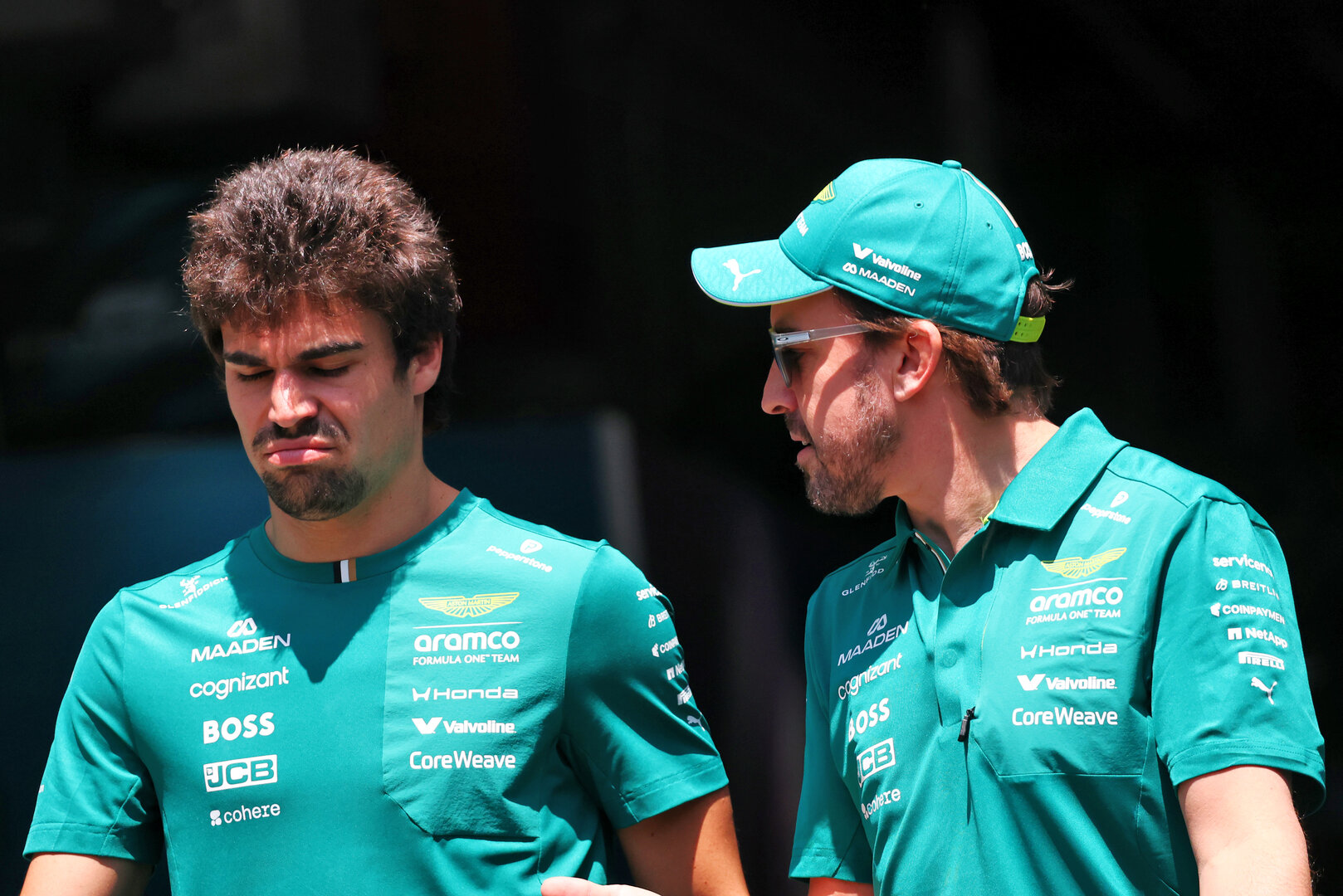 GP MIAMI, lre Lance Stroll (CDN) Aston Martin F1 Team with team mate Fernando Alonso (ESP) Aston Martin F1 Team.
30.04.2026. Formula 1 World Championship, Rd 4, Miami Grand Prix, Miami, Florida, USA, Preparation Day.
- www.xpbimages.com, EMail: requests@xpbimages.com © Copyright: Bearne / XPB Images