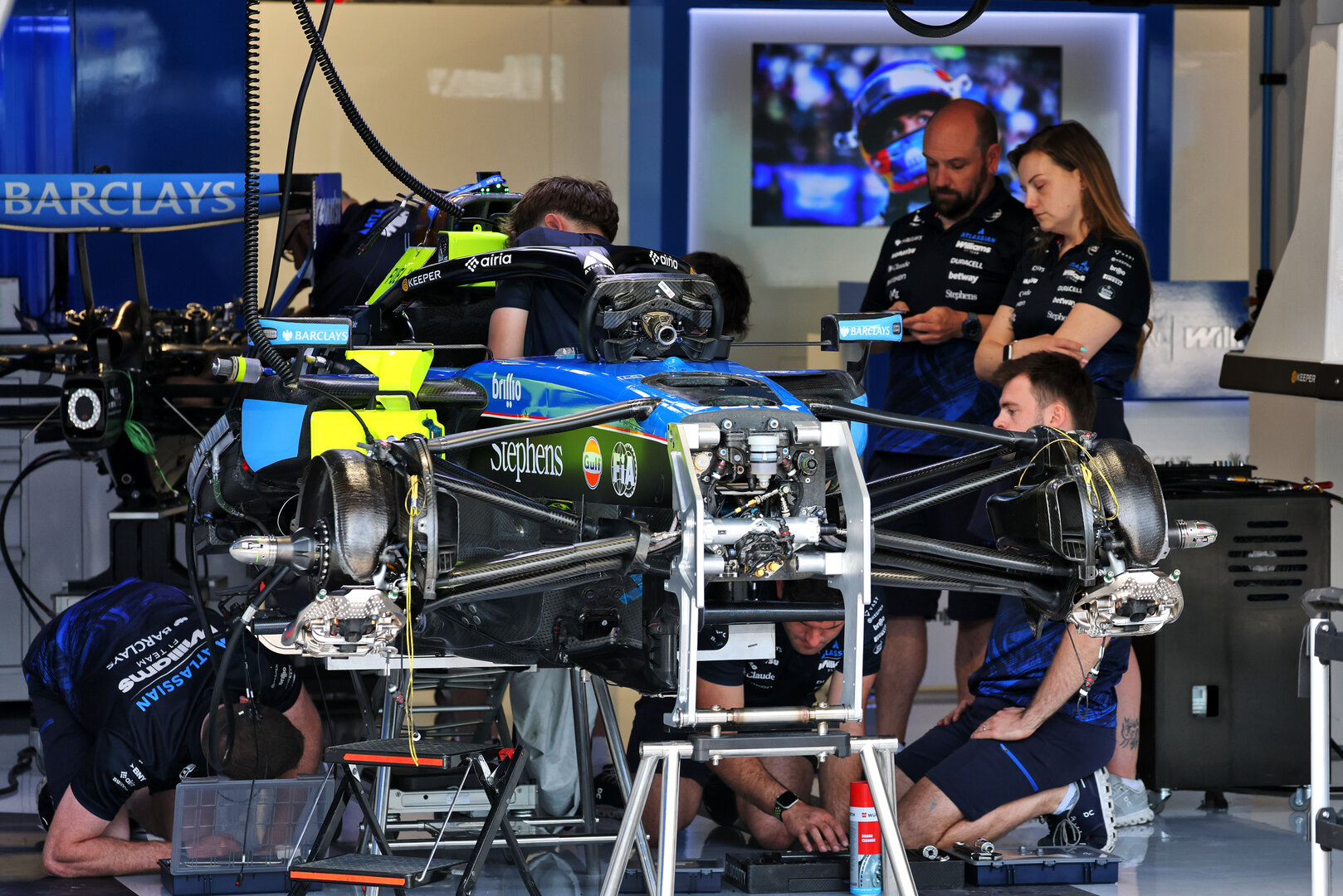 GP MIAMI, Williams F1 Team FW48 prepared by meccanici in the pit garage.
30.04.2026. Formula 1 World Championship, Rd 4, Miami Grand Prix, Miami, Florida, USA, Preparation Day.
- www.xpbimages.com, EMail: requests@xpbimages.com © Copyright: Moy / XPB Images