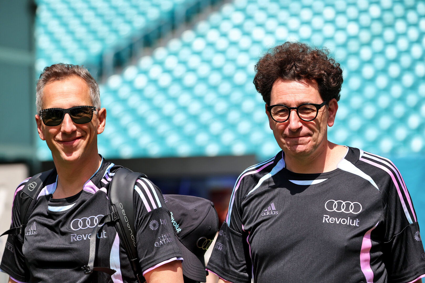 GP MIAMI, Mattia Binotto (ITA) Audi F1 Team Motorsport Chief Operating e Chief Technical Officer (Right).
30.04.2026. Formula 1 World Championship, Rd 4, Miami Grand Prix, Miami, Florida, USA, Preparation Day.
 - www.xpbimages.com, EMail: requests@xpbimages.com © Copyright: Rew / XPB Images