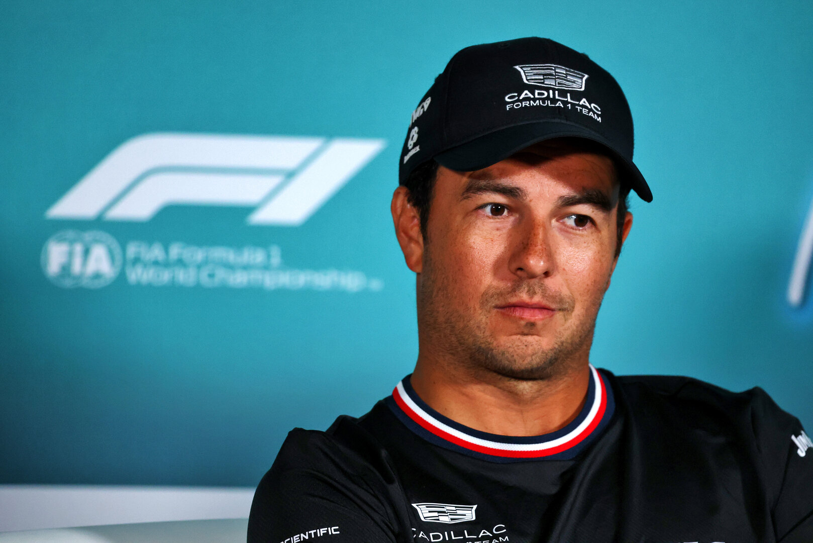 GP MIAMI, Sergio Perez (MEX) Cadillac Formula 1 Team in the FIA Press Conference.
30.04.2026. Formula 1 World Championship, Rd 4, Miami Grand Prix, Miami, Florida, USA, Preparation Day.
- www.xpbimages.com, EMail: requests@xpbimages.com © Copyright: Bearne / XPB Images