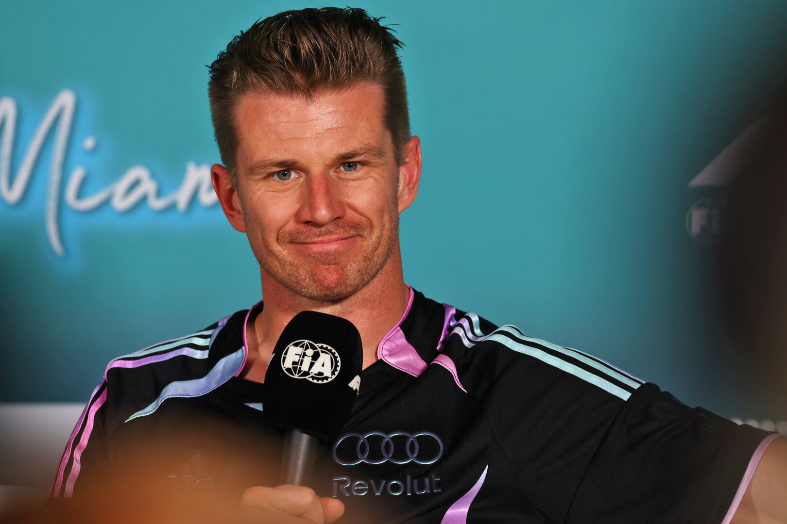 GP MIAMI, Nico Hulkenberg (GER) Audi F1 Team in the FIA Press Conference.
30.04.2026. Formula 1 World Championship, Rd 4, Miami Grand Prix, Miami, Florida, USA, Preparation Day.
- www.xpbimages.com, EMail: requests@xpbimages.com © Copyright: Patching / XPB Images