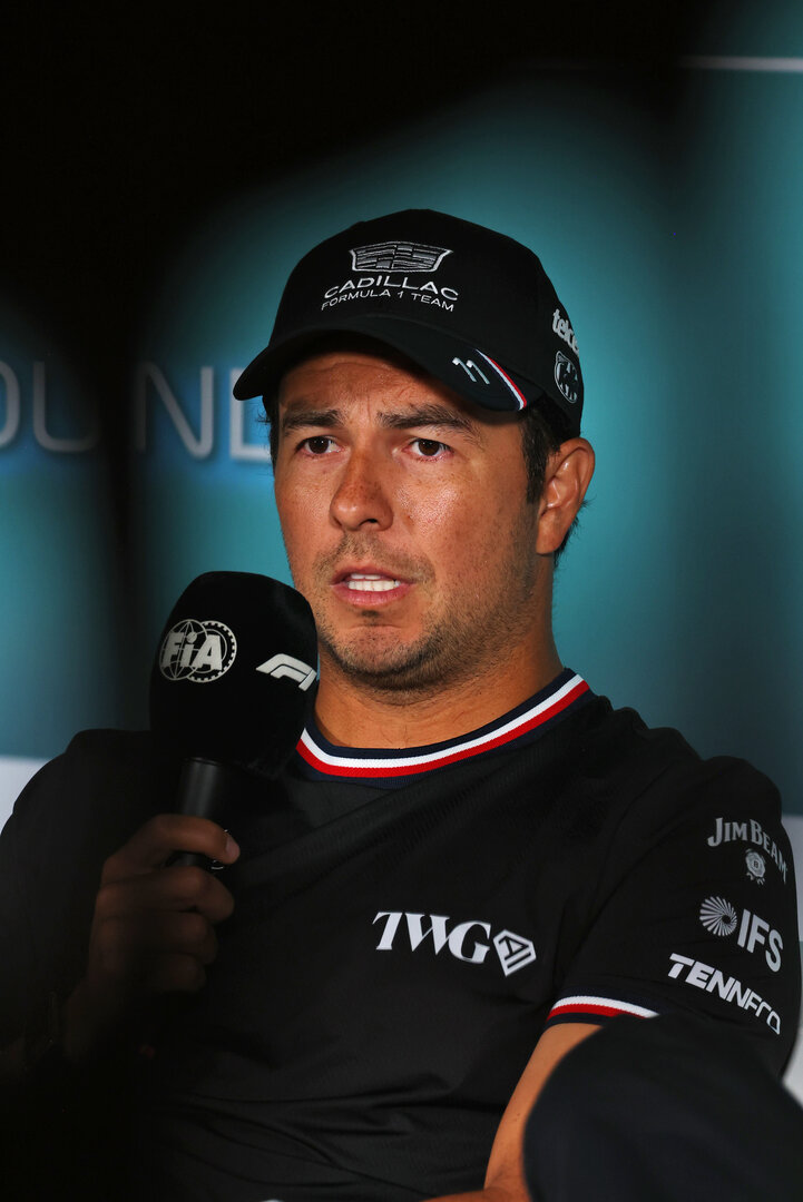 GP MIAMI, Sergio Perez (MEX) Cadillac Formula 1 Team in the FIA Press Conference.
30.04.2026. Formula 1 World Championship, Rd 4, Miami Grand Prix, Miami, Florida, USA, Preparation Day.
- www.xpbimages.com, EMail: requests@xpbimages.com © Copyright: Patching / XPB Images