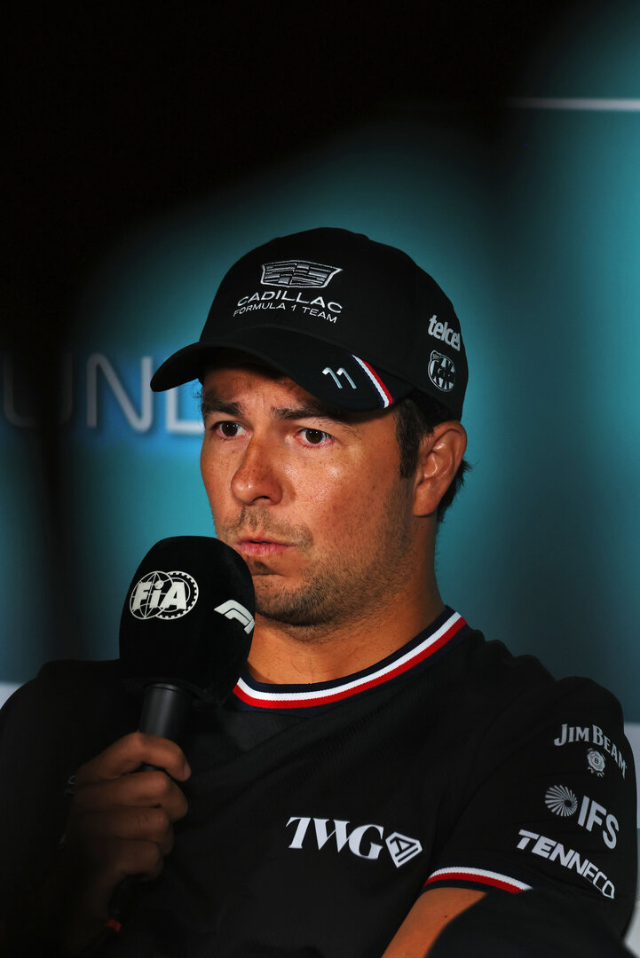GP MIAMI, Sergio Perez (MEX) Cadillac Formula 1 Team in the FIA Press Conference.
30.04.2026. Formula 1 World Championship, Rd 4, Miami Grand Prix, Miami, Florida, USA, Preparation Day.
- www.xpbimages.com, EMail: requests@xpbimages.com © Copyright: Patching / XPB Images