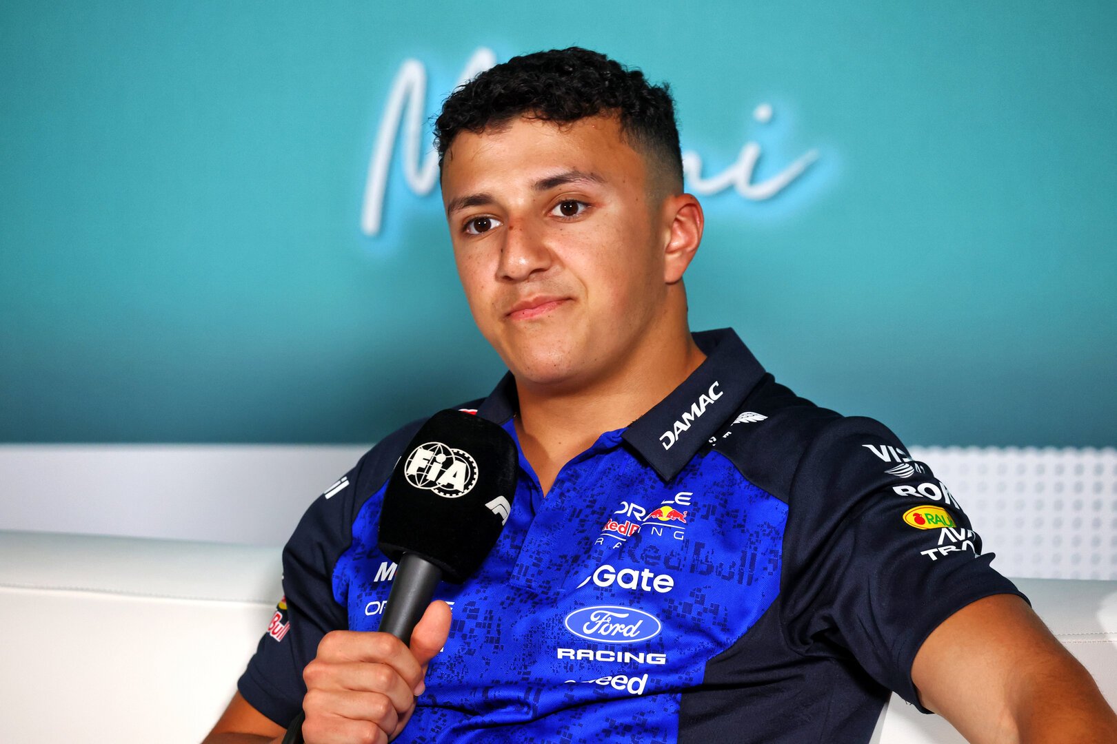GP MIAMI, Isack Hadjar (FRA) Red Bull Racing in the FIA Press Conference.
30.04.2026. Formula 1 World Championship, Rd 4, Miami Grand Prix, Miami, Florida, USA, Preparation Day.
- www.xpbimages.com, EMail: requests@xpbimages.com © Copyright: Bearne / XPB Images