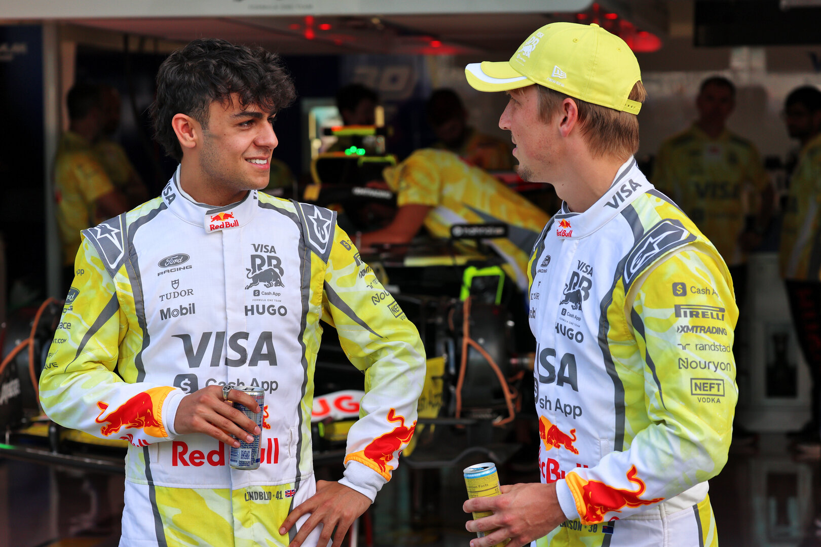 GP MIAMI, (L to R): Arvid Lindblad (GBR) Racing Bulls Formula One Team with team mate Liam Lawson (NZL) Racing Bulls Formula One Team.
30.04.2026. Formula 1 World Championship, Rd 4, Miami Grand Prix, Miami, Florida, USA, Preparation Day.
- www.xpbimages.com, EMail: requests@xpbimages.com © Copyright: Batchelor / XPB Images