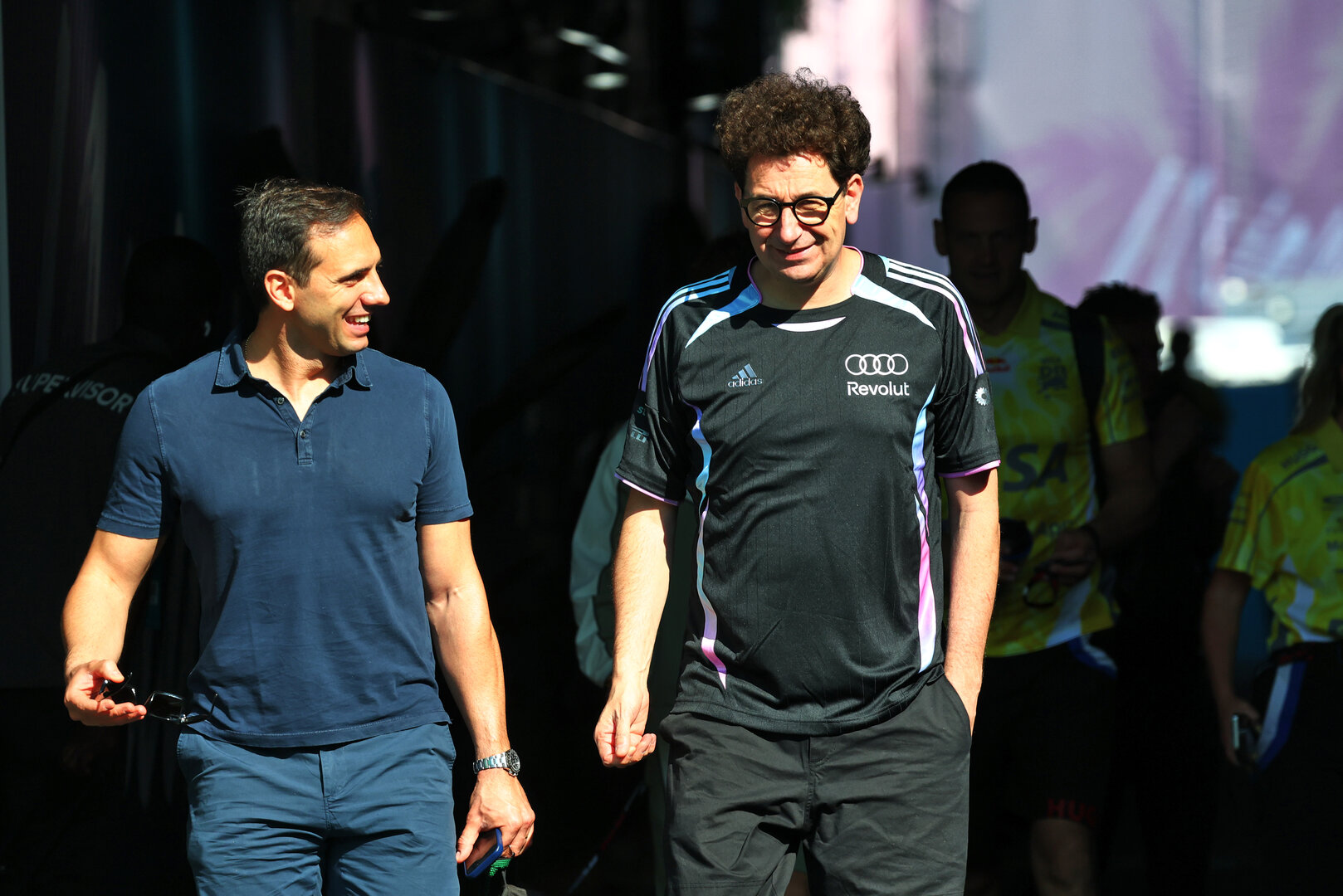 GP MIAMI, Mattia Binotto (ITA) Audi F1 Team Motorsport Chief Operating e Chief Technical Officer (Right).
01.05.2026. Formula 1 World Championship, Rd 4, Miami Grand Prix, Miami, Florida, USA, Sprint Qualifiche Day.
- www.xpbimages.com, EMail: requests@xpbimages.com © Copyright: Bearne / XPB Images