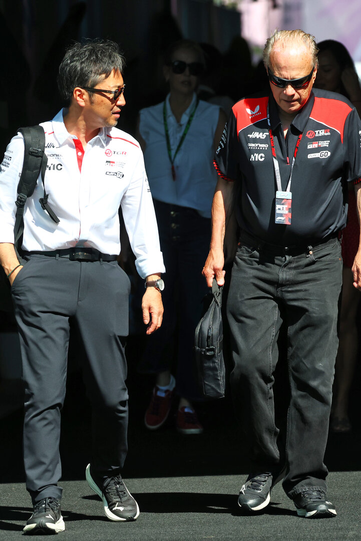 GP MIAMI, (L to R): Ayao Komatsu (JPN) Haas F1 Team Principal with Gene Haas (USA) Haas Automotion President.
01.05.2026. Formula 1 World Championship, Rd 4, Miami Grand Prix, Miami, Florida, USA, Sprint Qualifiche Day.
- www.xpbimages.com, EMail: requests@xpbimages.com © Copyright: Bearne / XPB Images