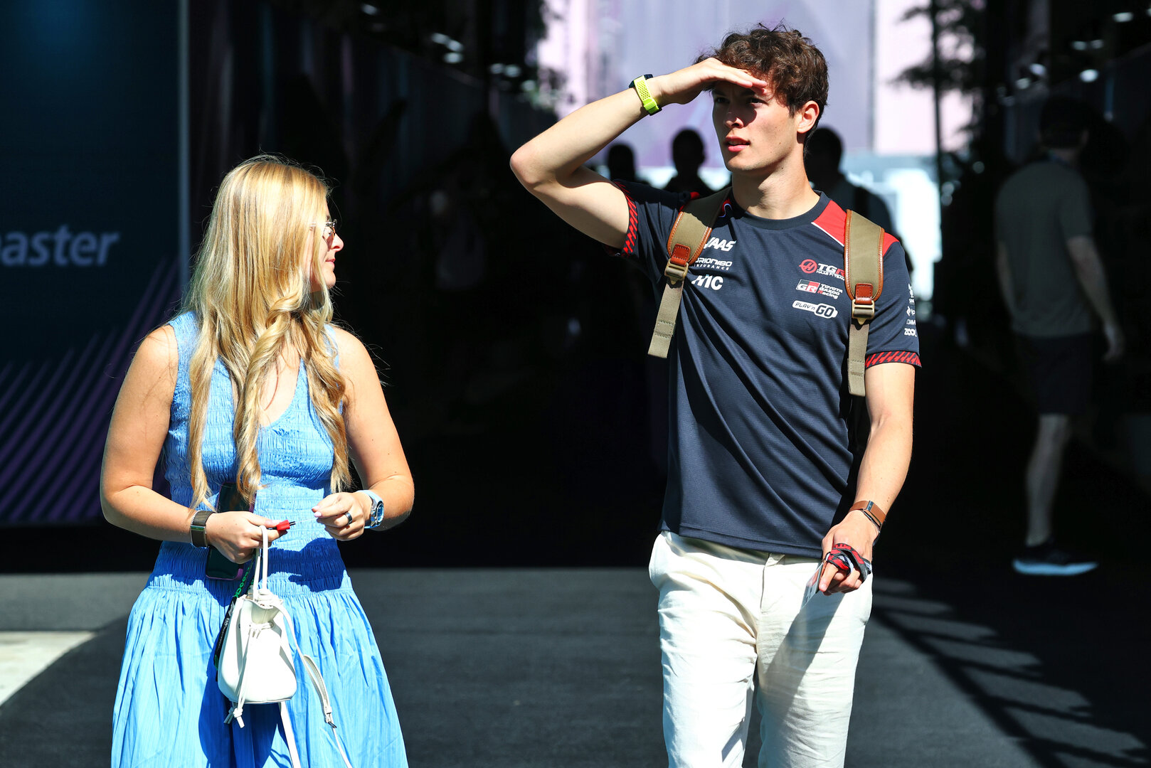 GP MIAMI, (L to R): Alicia Torriani with her boyfriend Oliver Bearman (GBR) Haas F1 Team.
01.05.2026. Formula 1 World Championship, Rd 4, Miami Grand Prix, Miami, Florida, USA, Sprint Qualifiche Day.
- www.xpbimages.com, EMail: requests@xpbimages.com © Copyright: Bearne / XPB Images