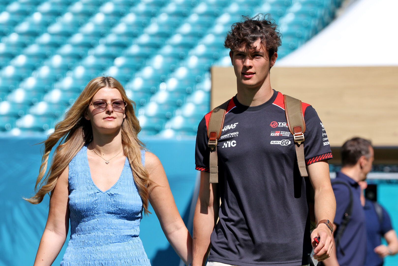GP MIAMI, (L to R): Alicia Torriani with her boyfriend Oliver Bearman (GBR) Haas F1 Team.
01.05.2026. Formula 1 World Championship, Rd 4, Miami Grand Prix, Miami, Florida, USA, Sprint Qualifiche Day.
- www.xpbimages.com, EMail: requests@xpbimages.com © Copyright: Dunbar / XPB Images