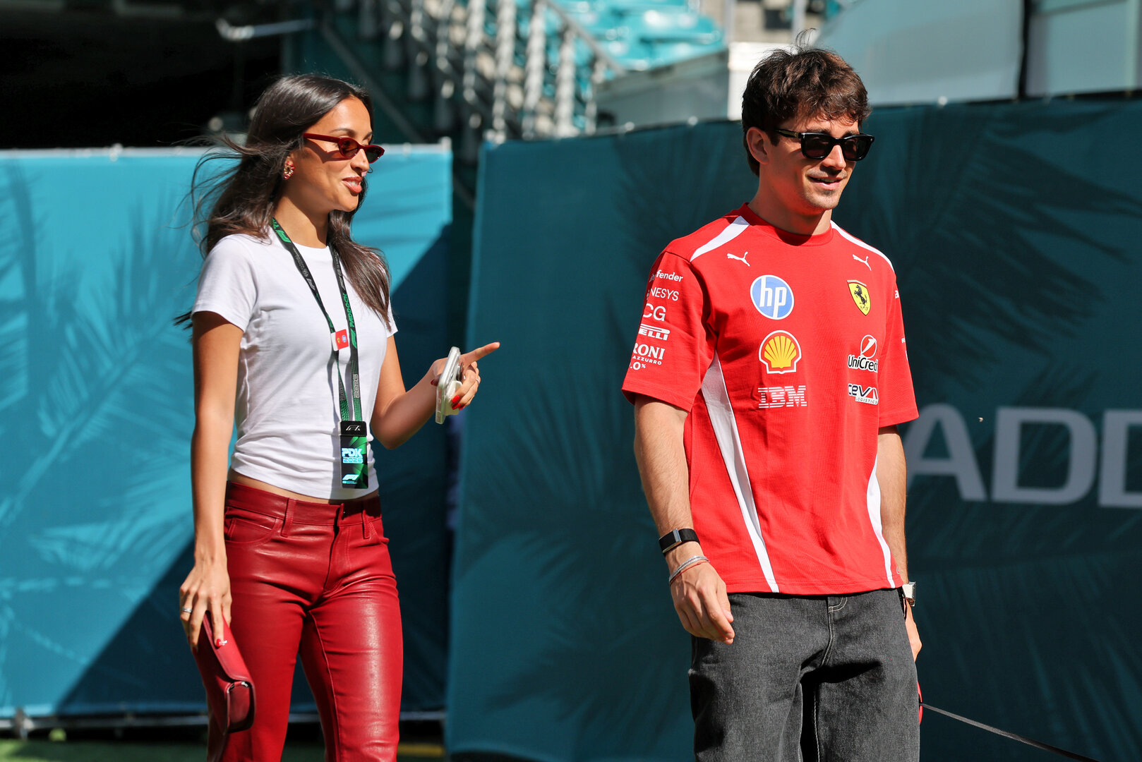 GP MIAMI, (L to R): Alexandra Leclerc (ITA) with her husband Charles Leclerc (MON) Ferrari.
01.05.2026. Formula 1 World Championship, Rd 4, Miami Grand Prix, Miami, Florida, USA, Sprint Qualifiche Day.
- www.xpbimages.com, EMail: requests@xpbimages.com © Copyright: Moy / XPB Images