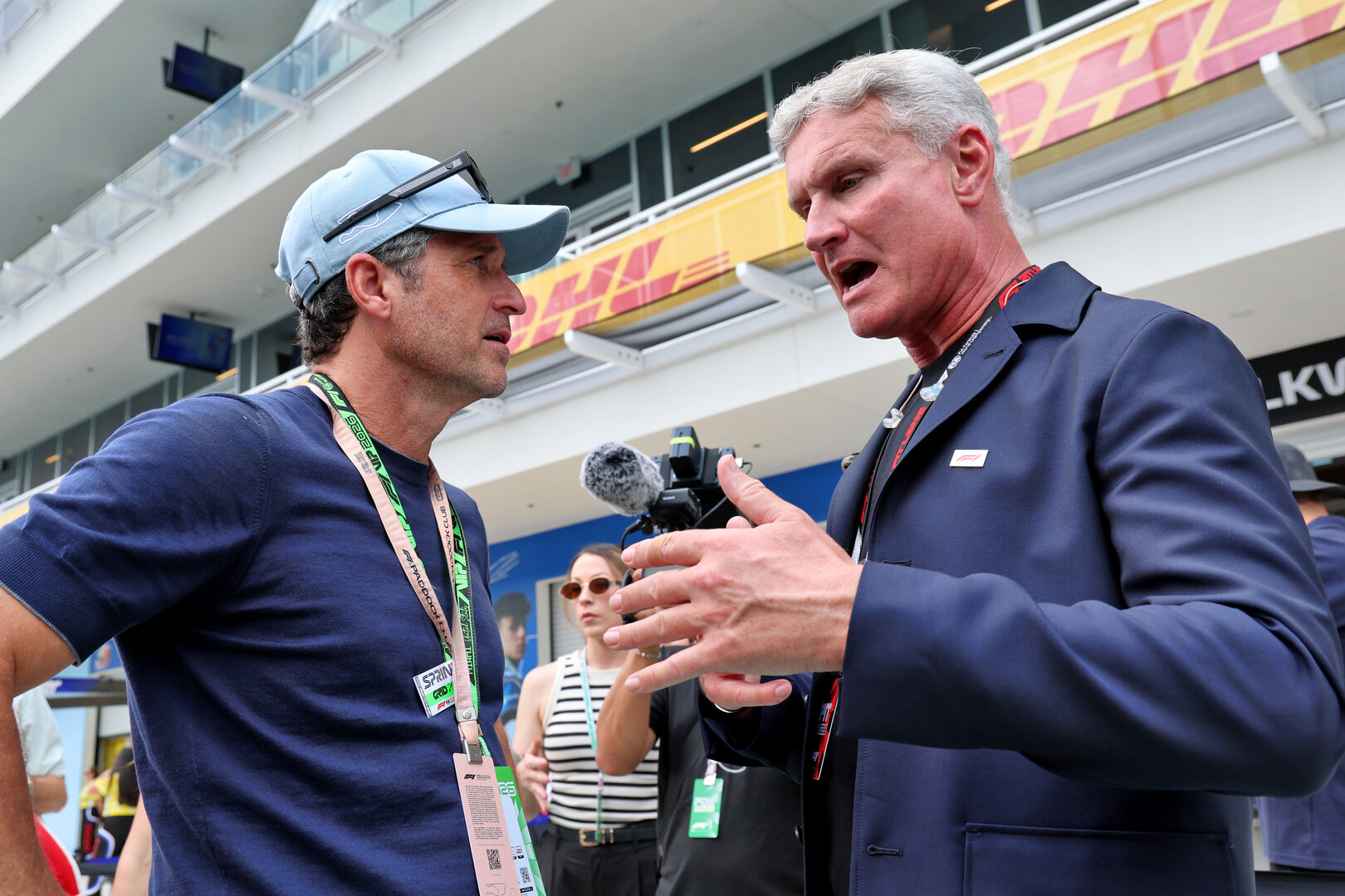 GP MIAMI, (L to R): Patrick Dempsey (USA) Actor with David Coulthard (GBR) Channel 4 F1 Commentator.
02.05.2026. Formula 1 World Championship, Rd 4, Miami Grand Prix, Miami, Florida, USA, Sprint e Qualifiche Day.
- www.xpbimages.com, EMail: requests@xpbimages.com © Copyright: Batchelor / XPB Images