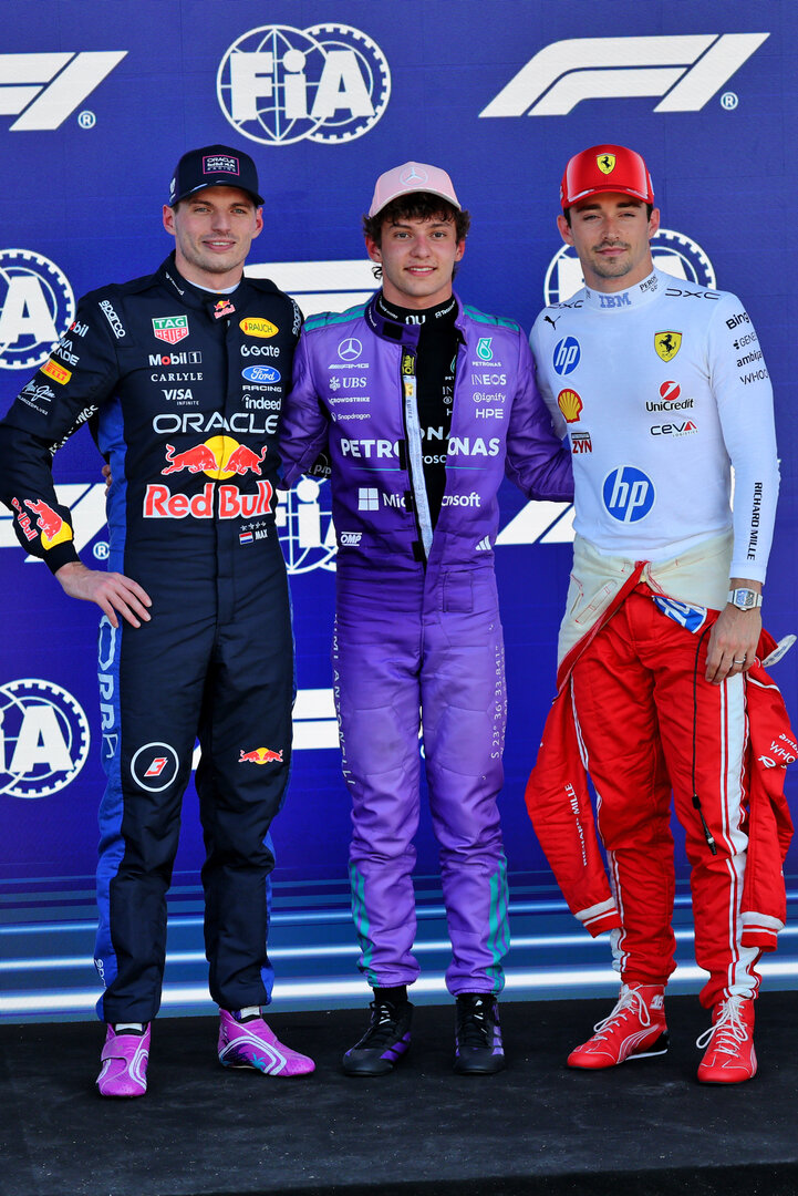 GP MIAMI, Qualifiche top three in parc ferme (L to R): Max Verstappen (NLD) Red Bull Racing, second; Andrea Kimi Antonelli (ITA) Mercedes AMG Formula One Team, pole position; Charles Leclerc (MON) Ferrari, third.
02.05.2026. Formula 1 World Championship, Rd 4, Miami Grand Prix, Miami, Florida, USA, Sprint e Qualifiche Day.
- www.xpbimages.com, EMail: requests@xpbimages.com © Copyright: Batchelor / XPB Images