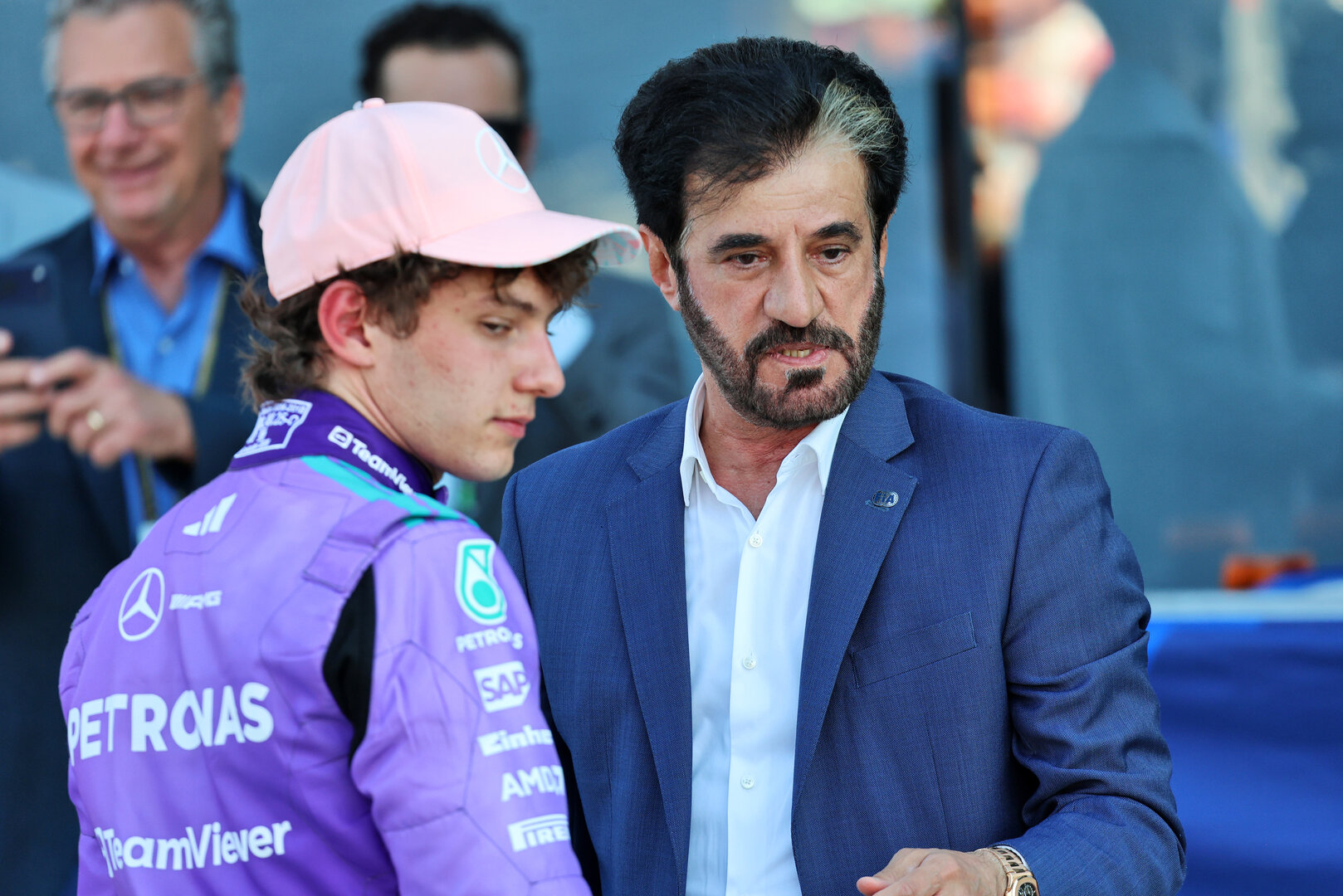 GP MIAMI, Mohammed Bin Sulayem (UAE) FIA President with Andrea Kimi Antonelli (ITA) Mercedes AMG Formula One Team.
02.05.2026. Formula 1 World Championship, Rd 4, Miami Grand Prix, Miami, Florida, USA, Sprint e Qualifiche Day.
- www.xpbimages.com, EMail: requests@xpbimages.com © Copyright: Batchelor / XPB Images