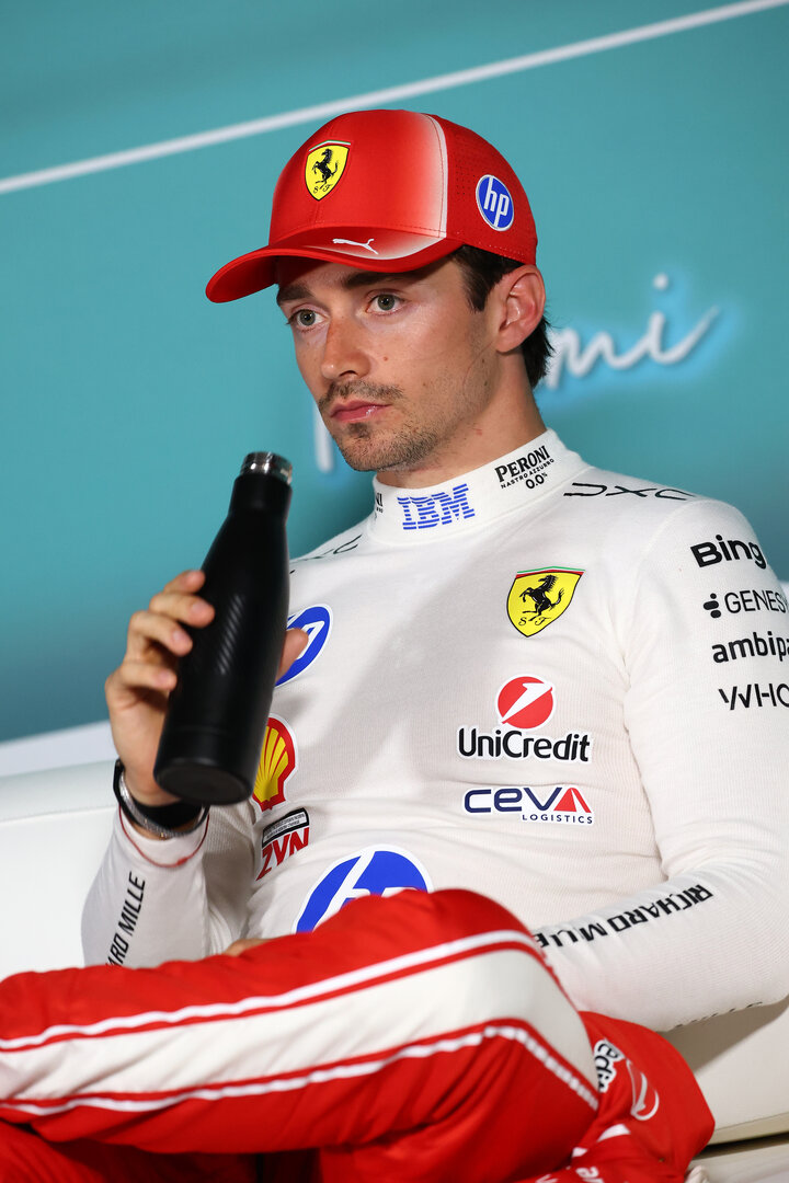 GP MIAMI, Charles Leclerc (MON) Ferrari in the post qualifying FIA Press Conference.
02.05.2026. Formula 1 World Championship, Rd 4, Miami Grand Prix, Miami, Florida, USA, Sprint e Qualifiche Day.
- www.xpbimages.com, EMail: requests@xpbimages.com © Copyright: Bearne / XPB Images