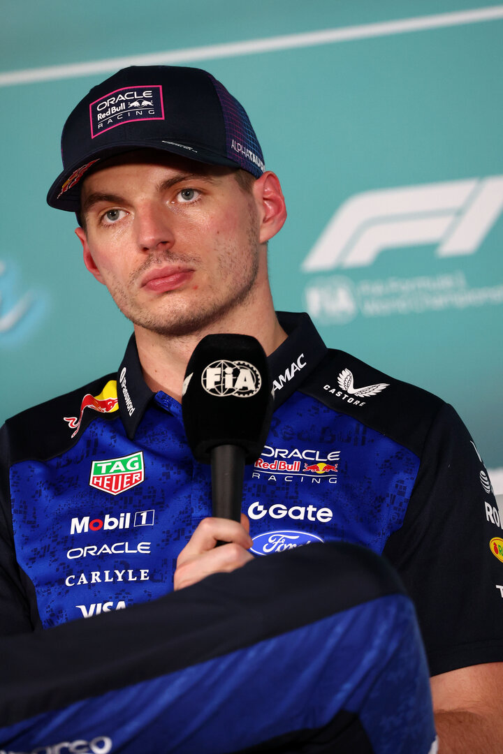 GP MIAMI, Max Verstappen (NLD) Red Bull Racing in the post qualifying FIA Press Conference.
02.05.2026. Formula 1 World Championship, Rd 4, Miami Grand Prix, Miami, Florida, USA, Sprint e Qualifiche Day.
- www.xpbimages.com, EMail: requests@xpbimages.com © Copyright: Bearne / XPB Images