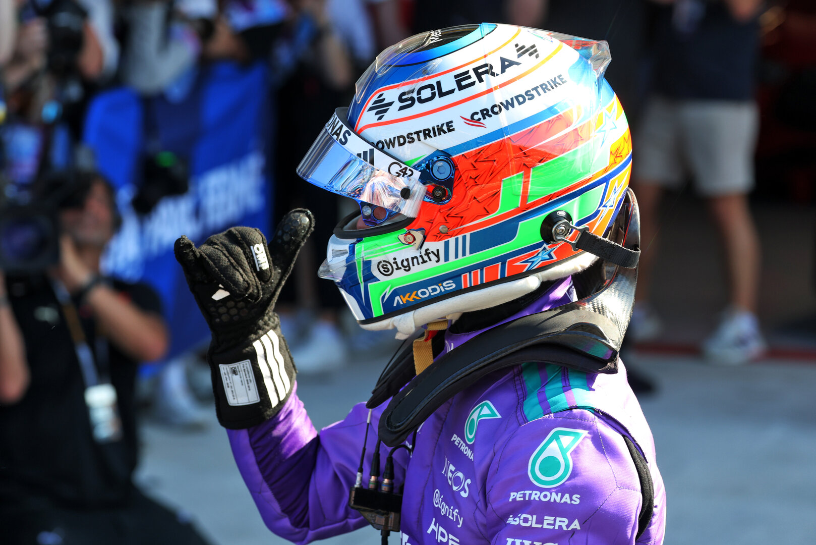 GP MIAMI, Andrea Kimi Antonelli (ITA) Mercedes AMG Formula One Team celebrates his pole position in qualifying parc ferme.
02.05.2026. Formula 1 World Championship, Rd 4, Miami Grand Prix, Miami, Florida, USA, Sprint e Qualifiche Day.
 - www.xpbimages.com, EMail: requests@xpbimages.com © Copyright: Coates / XPB Images