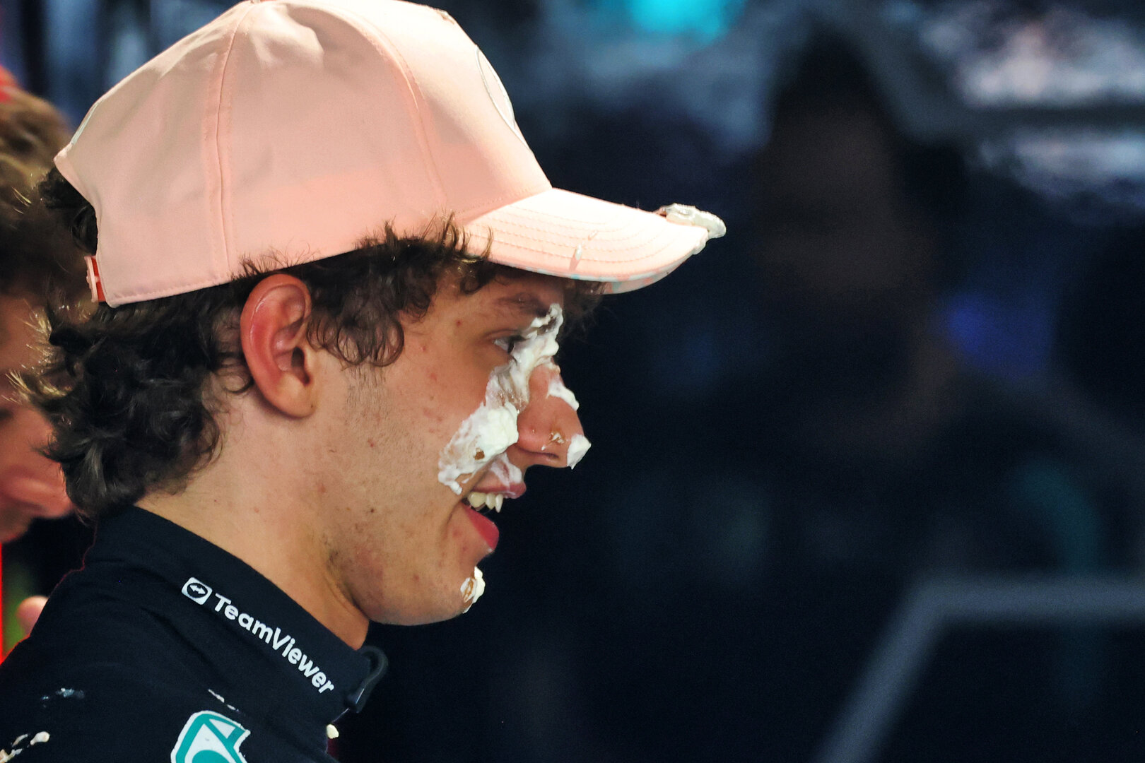GP MIAMI, Andrea Kimi Antonelli (ITA) Mercedes AMG Formula One Team ends up with cake on his face after celebrating a meccanici' birthday.
02.05.2026. Formula 1 World Championship, Rd 4, Miami Grand Prix, Miami, Florida, USA, Sprint e Qualifiche Day.
- www.xpbimages.com, EMail: requests@xpbimages.com © Copyright: Coates / XPB Images