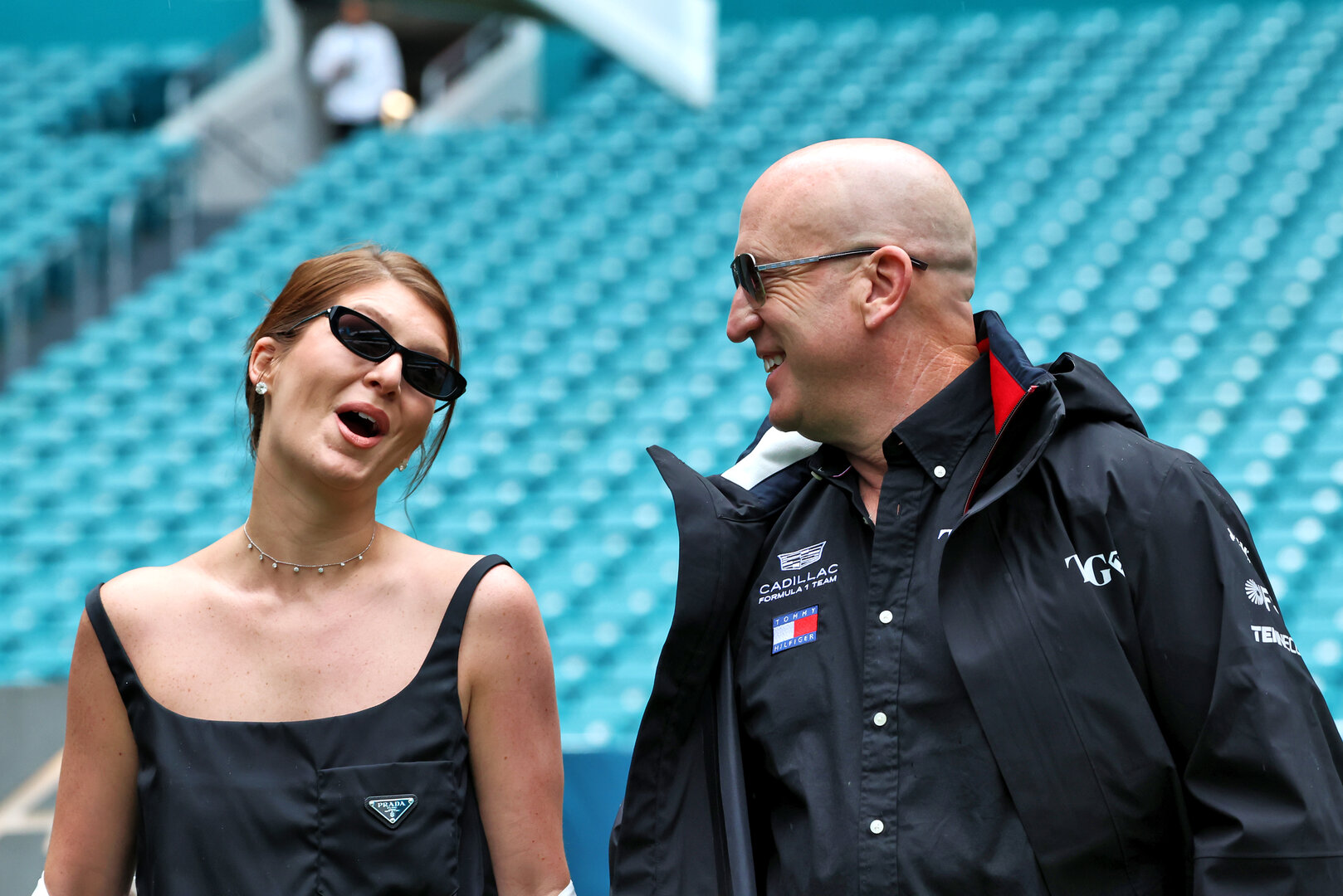 GP MIAMI, (L to R): Cassidy Towriss with her husband Dan Towriss (USA) Cadillac F1 Team e TWG Motorsports CEO.
03.05.2026. Formula 1 World Championship, Rd 4, Miami Grand Prix, Miami, Florida, USA, Gara Day.
 - www.xpbimages.com, EMail: requests@xpbimages.com © Copyright: Rew / XPB Images