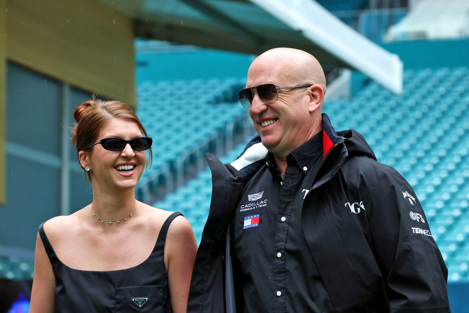 GP MIAMI, (L to R): Cassidy Towriss with her husband Dan Towriss (USA) Cadillac F1 Team e TWG Motorsports CEO.
03.05.2026. Formula 1 World Championship, Rd 4, Miami Grand Prix, Miami, Florida, USA, Gara Day.
 - www.xpbimages.com, EMail: requests@xpbimages.com © Copyright: Rew / XPB Images