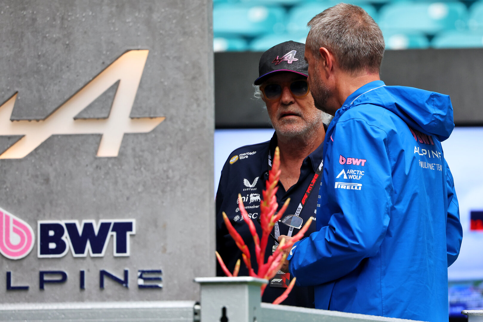 GP MIAMI, Flavio Briatore (ITA) Alpine F1 Team Executive Advisor e Steve Nielsen (GBR) Alpine F1 Team Managing Director.
03.05.2026. Formula 1 World Championship, Rd 4, Miami Grand Prix, Miami, Florida, USA, Gara Day.
 - www.xpbimages.com, EMail: requests@xpbimages.com © Copyright: Rew / XPB Images