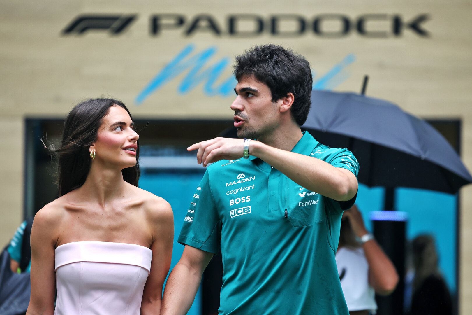 GP MIAMI, (L to R): Yael Shelbia (ISR) Model e Actress with her boyfriend Lance Stroll (CDN) Aston Martin F1 Team. 
03.05.2026. Formula 1 World Championship, Rd 4, Miami Grand Prix, Miami, Florida, USA, Gara Day.
- www.xpbimages.com, EMail: requests@xpbimages.com © Copyright: Dunbar / XPB Images