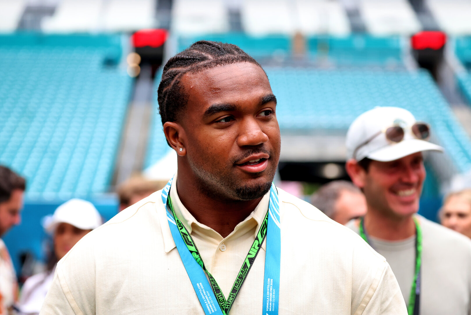 GP MIAMI, Tyrel Dodson (USA) Miami Dolphins NFL Player.
03.05.2026. Formula 1 World Championship, Rd 4, Miami Grand Prix, Miami, Florida, USA, Gara Day.
 - www.xpbimages.com, EMail: requests@xpbimages.com © Copyright: Rew / XPB Images