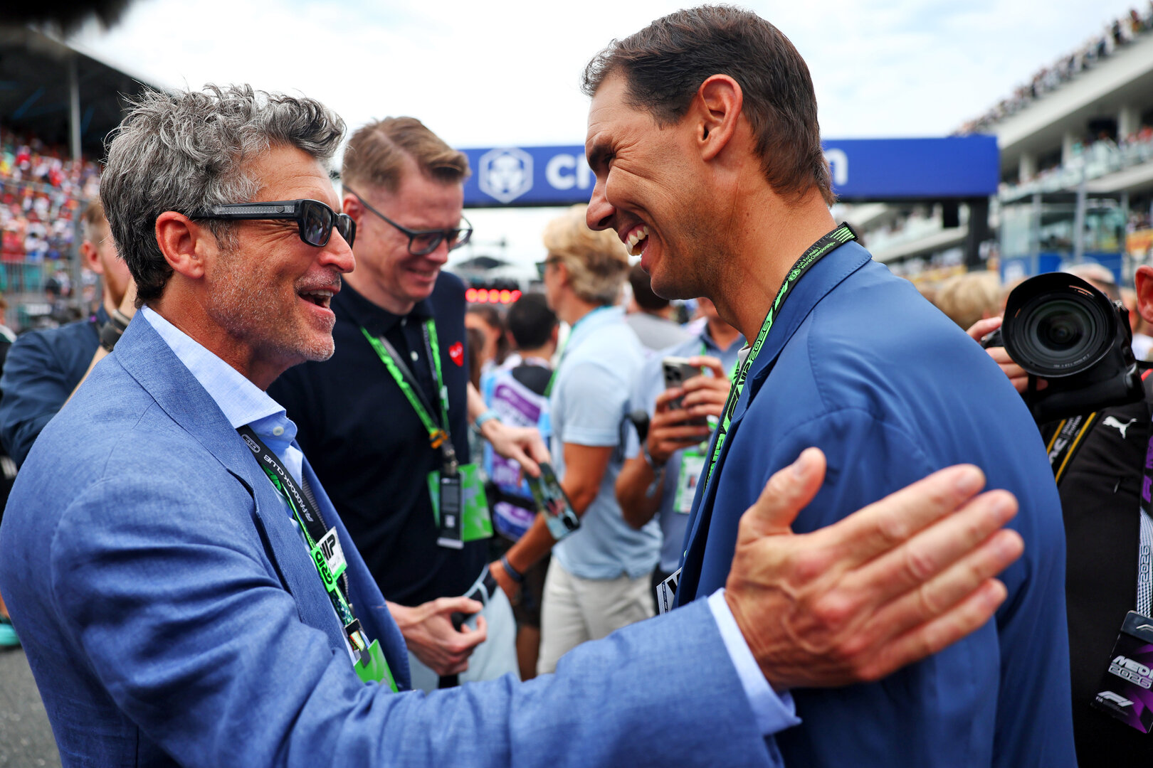 GP MIAMI, (L to R): Patrick Dempsey (USA) Actor with Rafael Nadal (ESP) Tennis Player on the grid.
03.05.2026. Formula 1 World Championship, Rd 4, Miami Grand Prix, Miami, Florida, USA, Gara Day.
- www.xpbimages.com, EMail: requests@xpbimages.com © Copyright: Patching / XPB Images