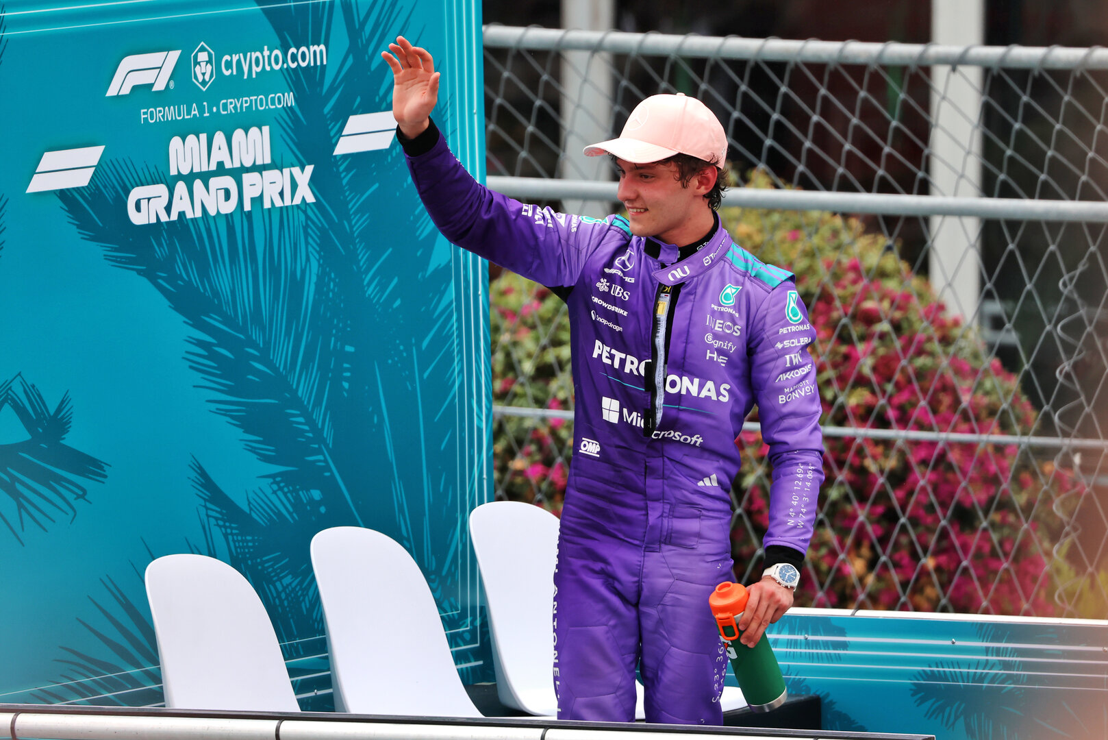 GP MIAMI, Gara winner Andrea Kimi Antonelli (ITA) Mercedes AMG Formula One Team celebrates heading to the podium.
03.05.2026. Formula 1 World Championship, Rd 4, Miami Grand Prix, Miami, Florida, USA, Gara Day.
 - www.xpbimages.com, EMail: requests@xpbimages.com © Copyright: Rew / XPB Images