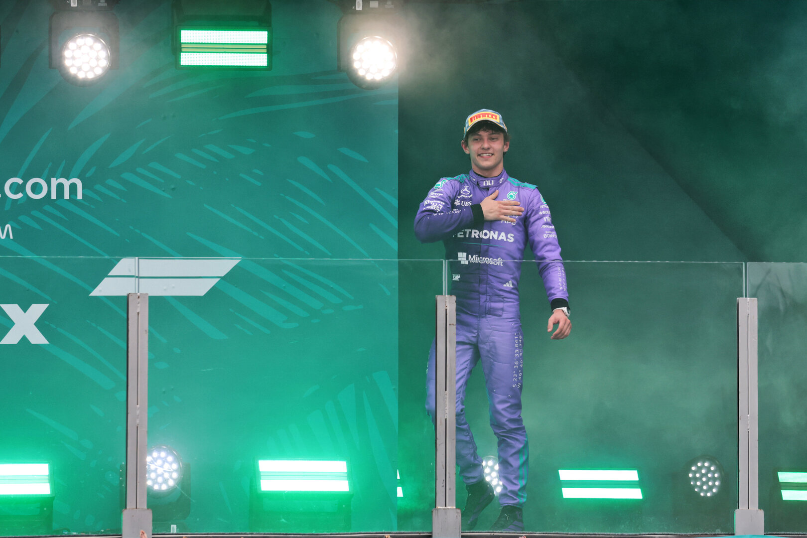 GP MIAMI, Gara winner Andrea Kimi Antonelli (ITA) Mercedes AMG Formula One Team celebrates on the podium.
03.05.2026. Formula 1 World Championship, Rd 4, Miami Grand Prix, Miami, Florida, USA, Gara Day.
- www.xpbimages.com, EMail: requests@xpbimages.com © Copyright: Moy / XPB Images