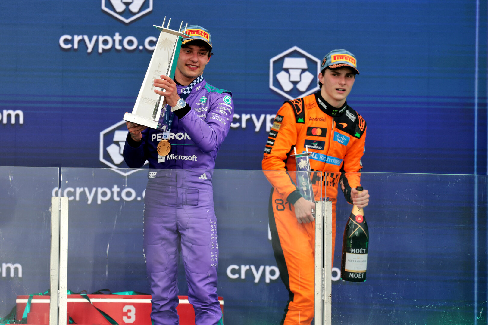 GP MIAMI, Gara winner Andrea Kimi Antonelli (ITA) Mercedes AMG Formula One Team celebrates on the podium.
03.05.2026. Formula 1 World Championship, Rd 4, Miami Grand Prix, Miami, Florida, USA, Gara Day.
- www.xpbimages.com, EMail: requests@xpbimages.com © Copyright: Moy / XPB Images