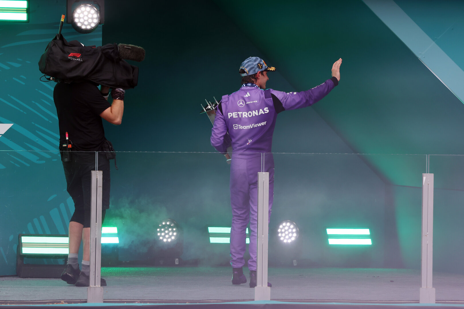 GP MIAMI, Gara winner Andrea Kimi Antonelli (ITA) Mercedes AMG Formula One Team celebrates on the podium.
03.05.2026. Formula 1 World Championship, Rd 4, Miami Grand Prix, Miami, Florida, USA, Gara Day.
 - www.xpbimages.com, EMail: requests@xpbimages.com © Copyright: Rew / XPB Images