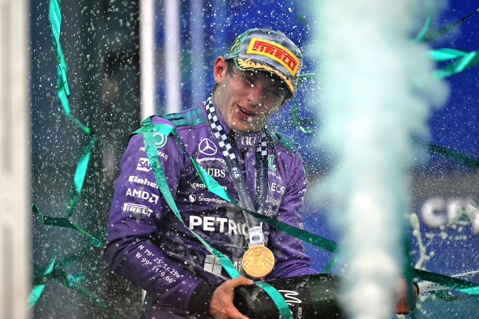 GP MIAMI, Gara winner Andrea Kimi Antonelli (ITA) Mercedes AMG Formula One Team celebrates on the podium.
03.05.2026. Formula 1 World Championship, Rd 4, Miami Grand Prix, Miami, Florida, USA, Gara Day.
- www.xpbimages.com, EMail: requests@xpbimages.com © Copyright: Price / XPB Images