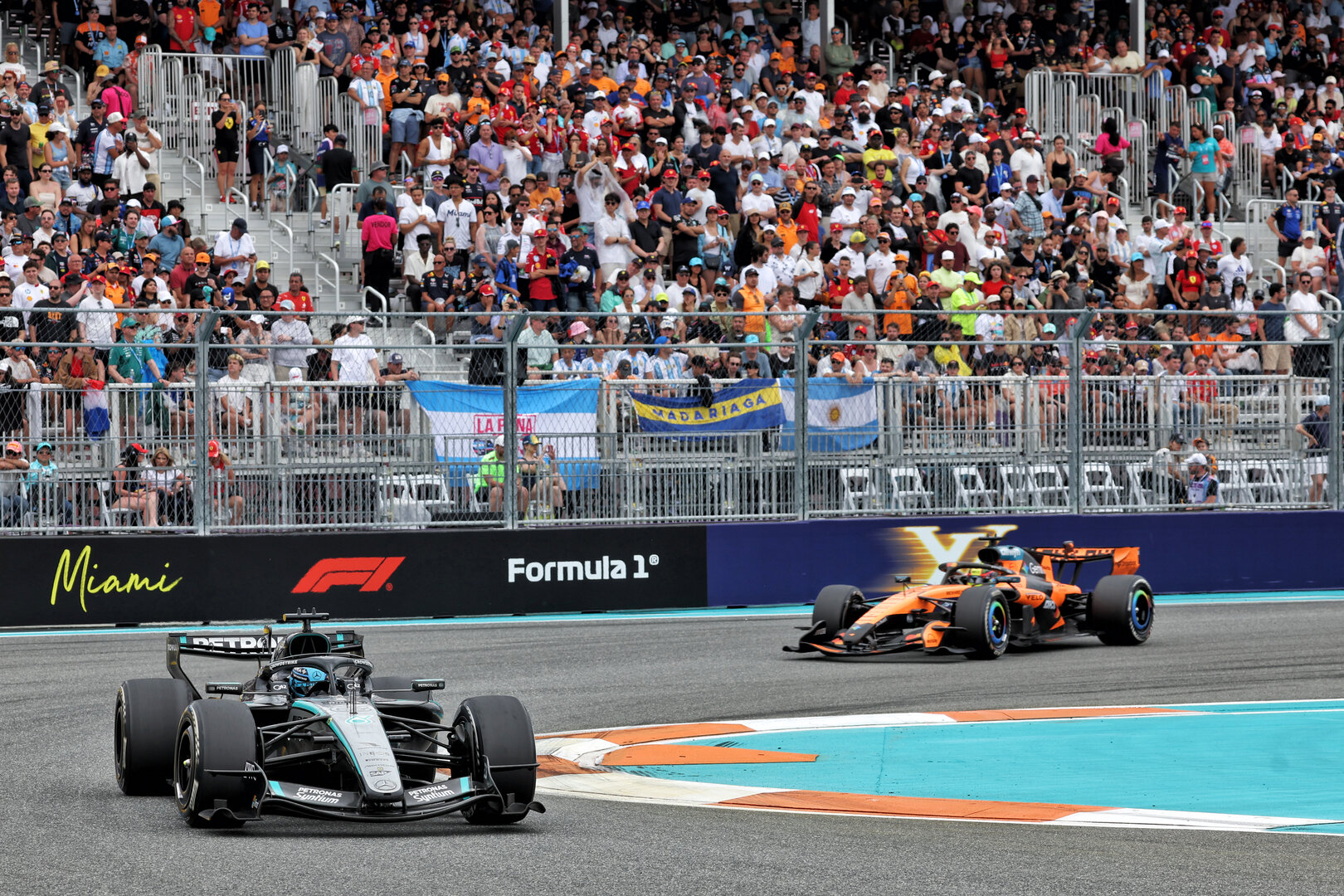 GP MIAMI, George Russell (GBR) Mercedes AMG Formula One Team W17.
03.05.2026. Formula 1 World Championship, Rd 4, Miami Grand Prix, Miami, Florida, USA, Gara Day.
- www.xpbimages.com, EMail: requests@xpbimages.com © Copyright: Dunbar / XPB Images