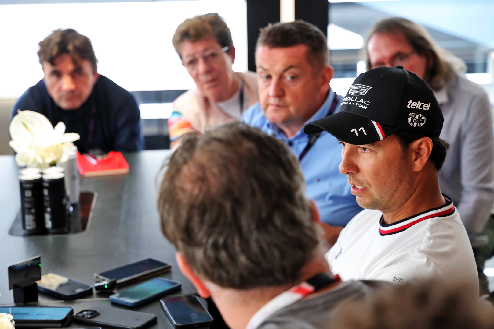 GP MONACO, Sergio Perez (MEX) Cadillac Formula 1 Team with the media.
04.06.2026. Formula 1 World Championship, Rd 6, Monaco Grand Prix, Monte Carlo, Monaco, Preparation Day.
- www.xpbimages.com, EMail: requests@xpbimages.com © Copyright: Batchelor / XPB Images