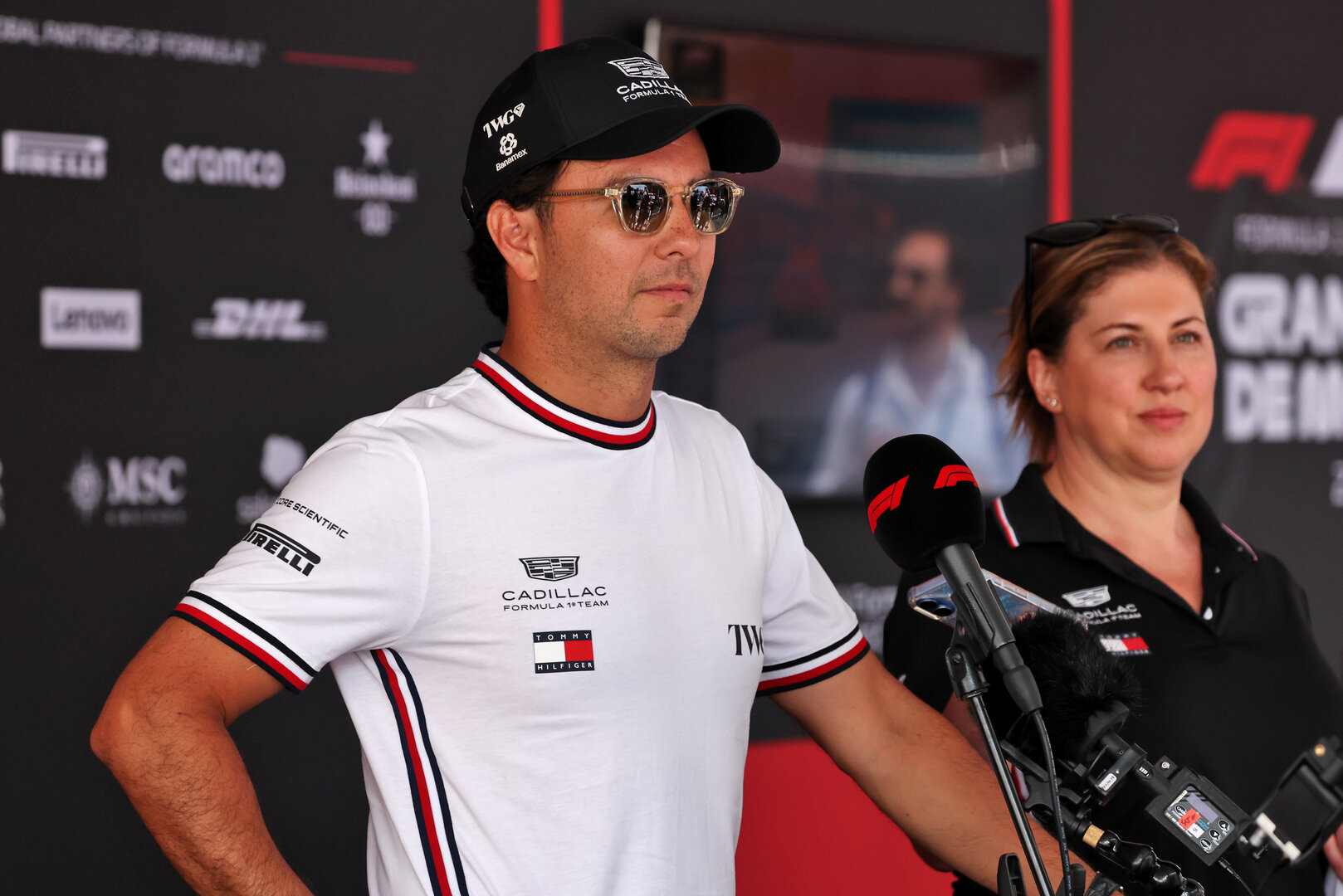 GP MONACO, Sergio Perez (MEX) Cadillac Formula 1 Team with the media.
04.06.2026. Formula 1 World Championship, Rd 6, Monaco Grand Prix, Monte Carlo, Monaco, Preparation Day.
- www.xpbimages.com, EMail: requests@xpbimages.com © Copyright: Bearne / XPB Images