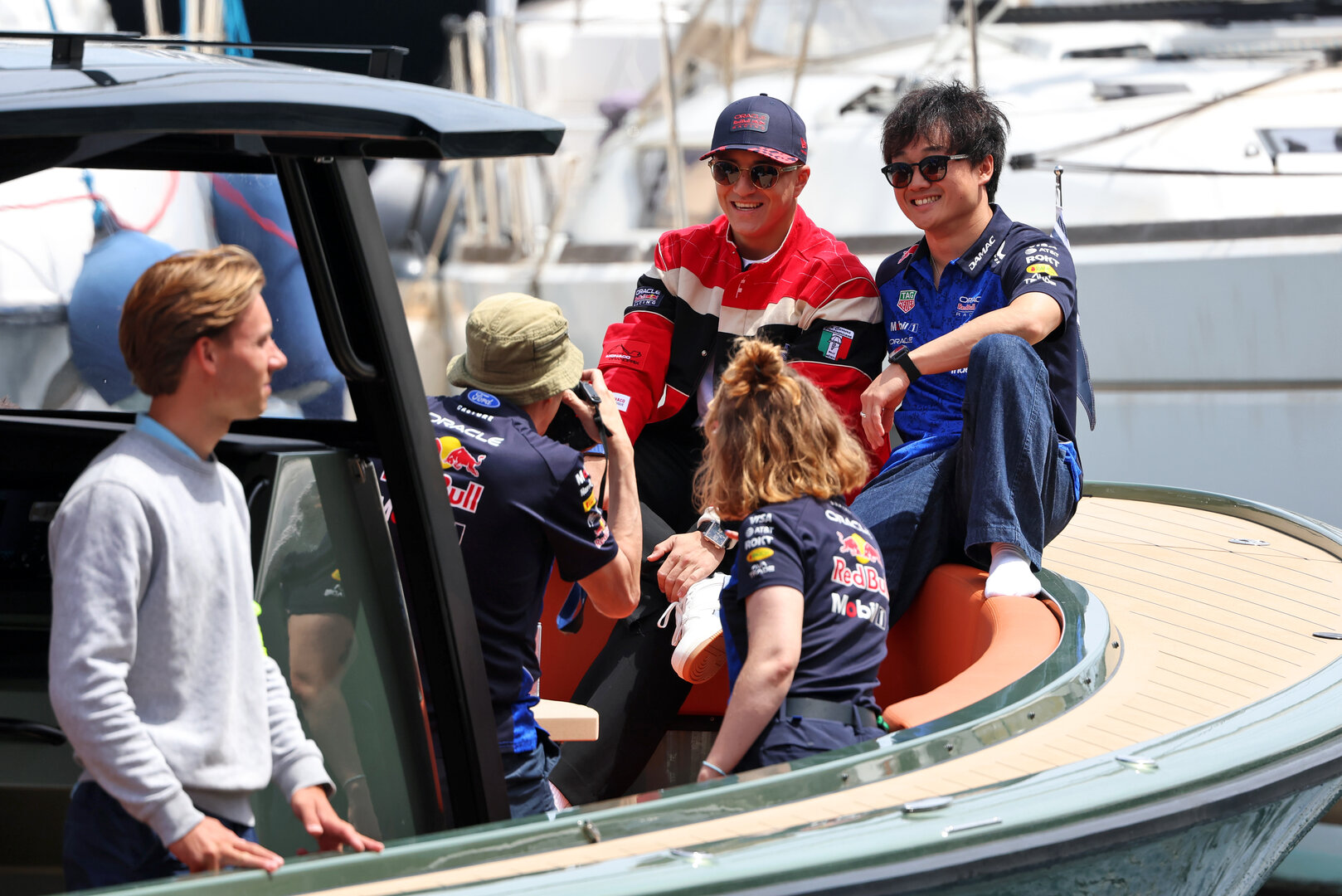 GP MONACO, (L to R): Isack Hadjar (FRA) Red Bull Racing e Yuki Tsunoda (JPN) Red Bull Racing e Racing Bulls Reserve Driver on a boat in the Monaco Harbour. 
04.06.2026. Formula 1 World Championship, Rd 6, Monaco Grand Prix, Monte Carlo, Monaco, Preparation Day.
- www.xpbimages.com, EMail: requests@xpbimages.com © Copyright: Rew / XPB Images