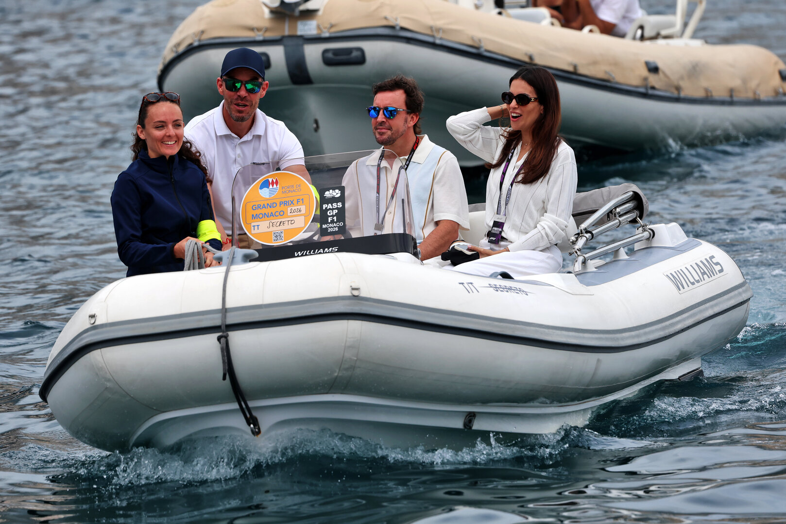 GP MONACO, Fernando Alonso (ESP) Aston Martin F1 Team with his partner Melissa Jimenez (ESP) DAZN TV Presenter on a boat in the Monaco Harbour.
04.06.2026. Formula 1 World Championship, Rd 6, Monaco Grand Prix, Monte Carlo, Monaco, Preparation Day.
- www.xpbimages.com, EMail: requests@xpbimages.com © Copyright: Rew / XPB Images