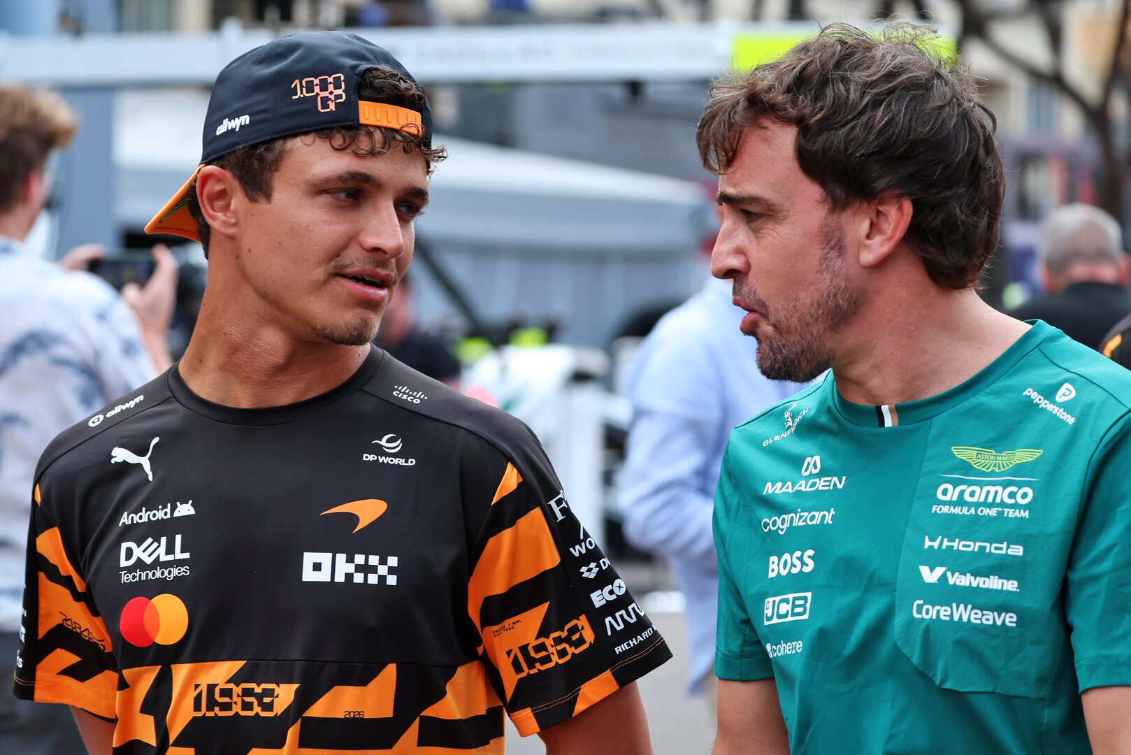 GP MONACO, (L to R): Lando Norris (GBR) McLaren F1 Team with Fernando Alonso (ESP) Aston Martin F1 Team.
04.06.2026. Formula 1 World Championship, Rd 6, Monaco Grand Prix, Monte Carlo, Monaco, Preparation Day.
- www.xpbimages.com, EMail: requests@xpbimages.com © Copyright: Rew / XPB Images