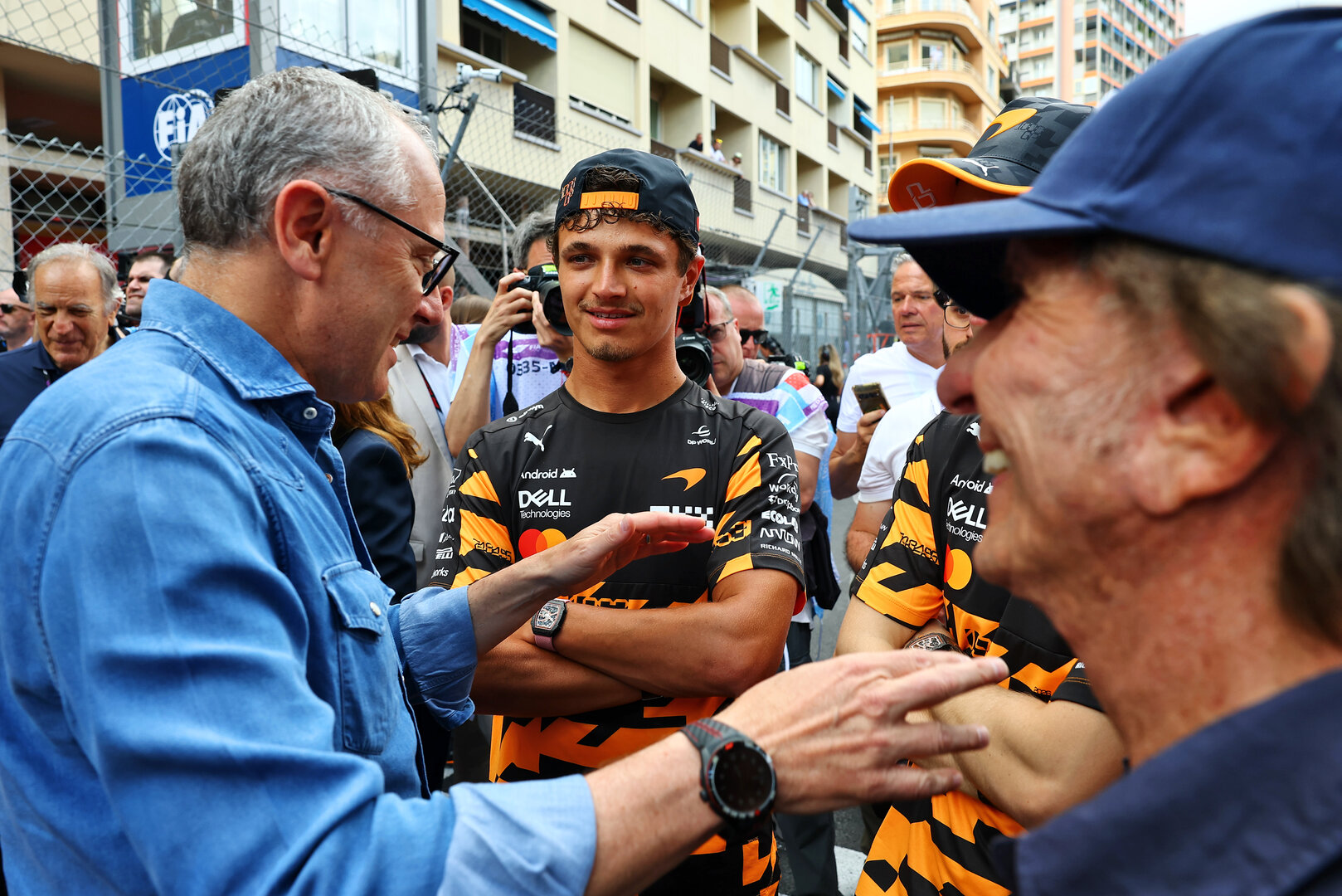 GP MONACO, (L to R): Stefano Domenicali (ITA) Formula One President e CEO; Lando Norris (GBR) McLaren F1 Team; Oscar Piastri (AUS) McLaren F1 Team; Emerson Fittipaldi (BRA).
04.06.2026. Formula 1 World Championship, Rd 6, Monaco Grand Prix, Monte Carlo, Monaco, Preparation Day.
- www.xpbimages.com, EMail: requests@xpbimages.com © Copyright: XPB Images