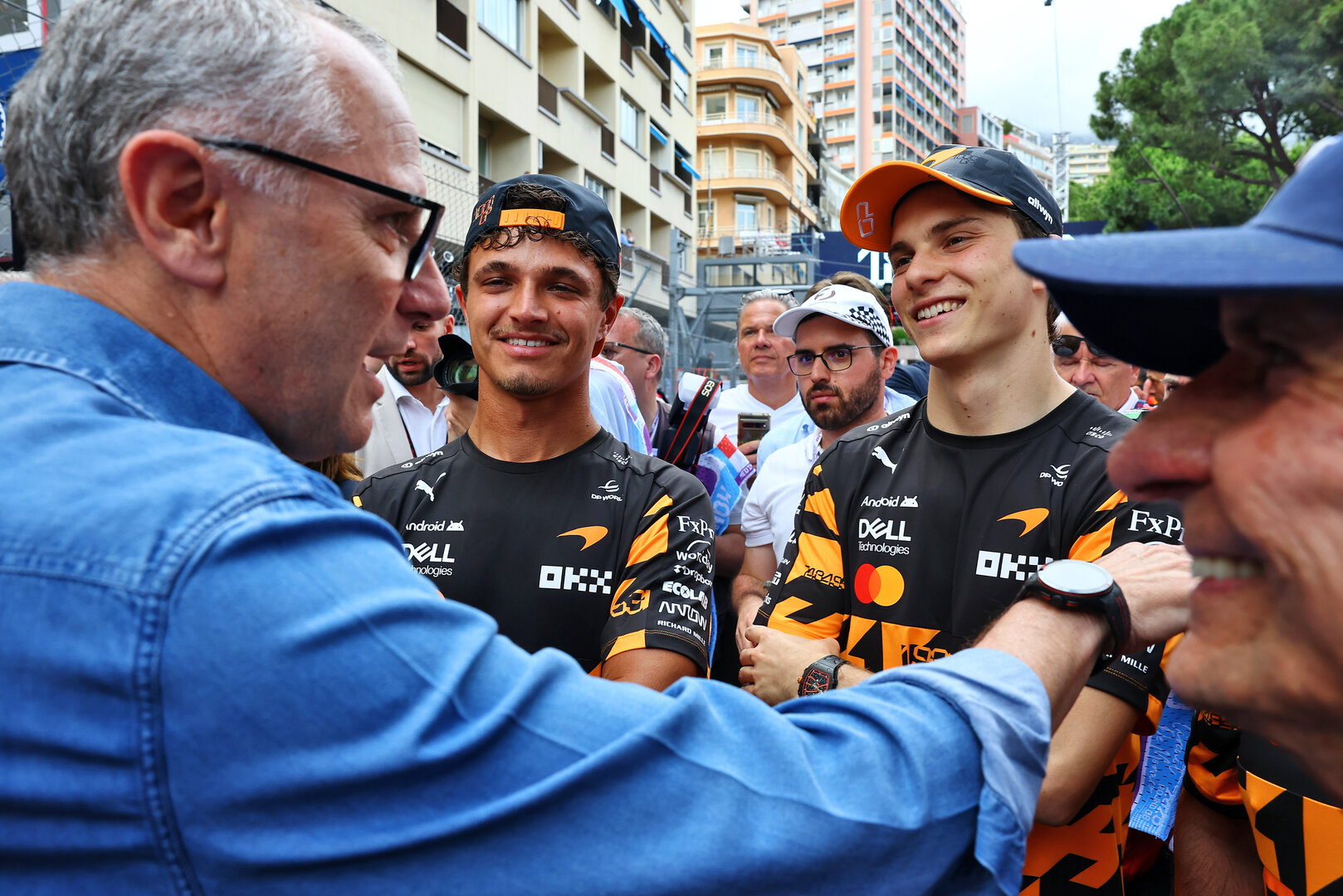 GP MONACO, (L to R): Stefano Domenicali (ITA) Formula One President e CEO; Lando Norris (GBR) McLaren F1 Team; Oscar Piastri (AUS) McLaren F1 Team; Emerson Fittipaldi (BRA).
04.06.2026. Formula 1 World Championship, Rd 6, Monaco Grand Prix, Monte Carlo, Monaco, Preparation Day.
- www.xpbimages.com, EMail: requests@xpbimages.com © Copyright: XPB Images