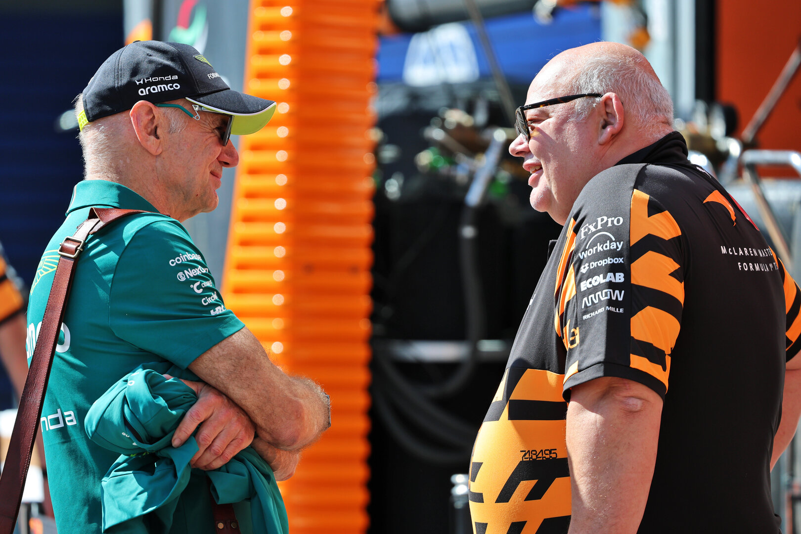GP MONACO, (L to R): Adrian Newey (GBR) Aston Martin F1 Team, Team Principal with Rob Marshall (GBR) McLaren F1 Team Chief Designer.
05.06.2026. Formula 1 World Championship, Rd 6, Monaco Grand Prix, Monte Carlo, Monaco, Practice Day.
- www.xpbimages.com, EMail: requests@xpbimages.com © Copyright: Batchelor / XPB Images