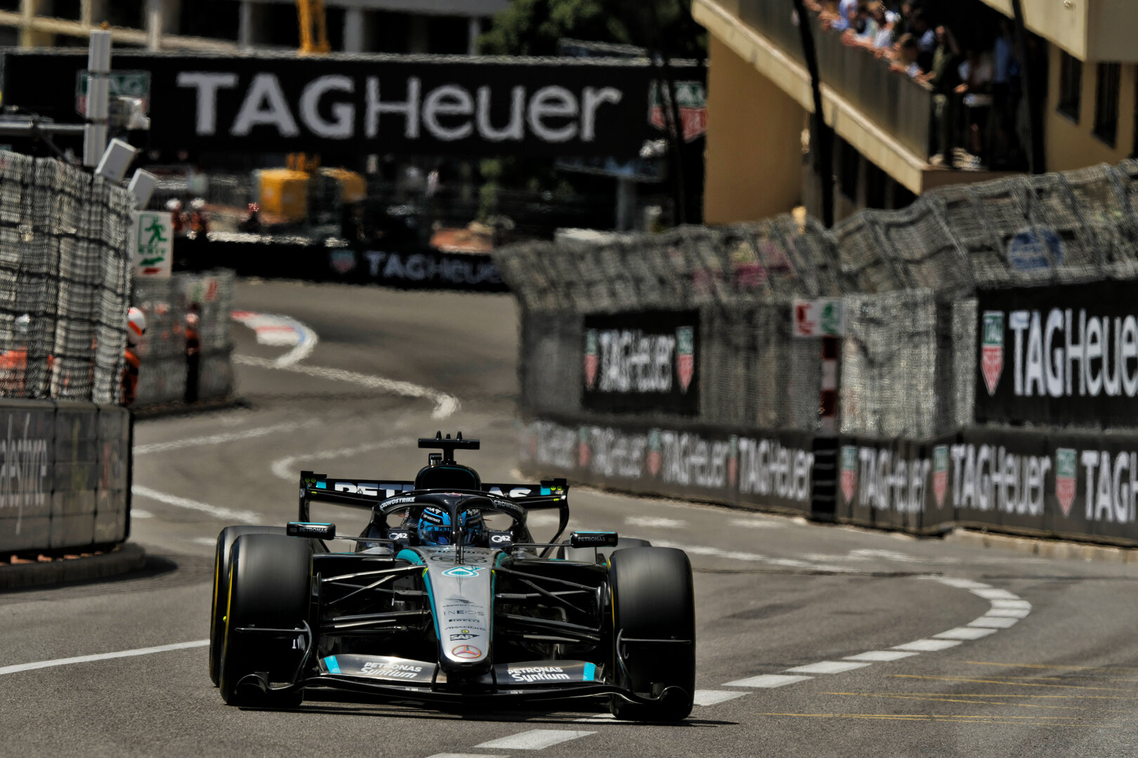 GP MONACO, George Russell (GBR) Mercedes AMG Formula One Team W17.
05.06.2026. Formula 1 World Championship, Rd 6, Monaco Grand Prix, Monte Carlo, Monaco, Practice Day.
 - www.xpbimages.com, EMail: requests@xpbimages.com © Copyright: Dunbar / XPB Images