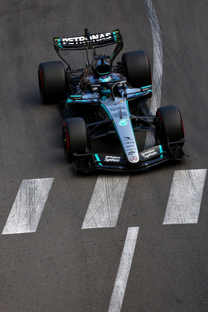 GP MONACO, George Russell (GBR) Mercedes AMG Formula One Team W17.
05.06.2026. Formula 1 World Championship, Rd 6, Monaco Grand Prix, Monte Carlo, Monaco, Practice Day.
- www.xpbimages.com, EMail: requests@xpbimages.com © Copyright: Bearne / XPB Images
